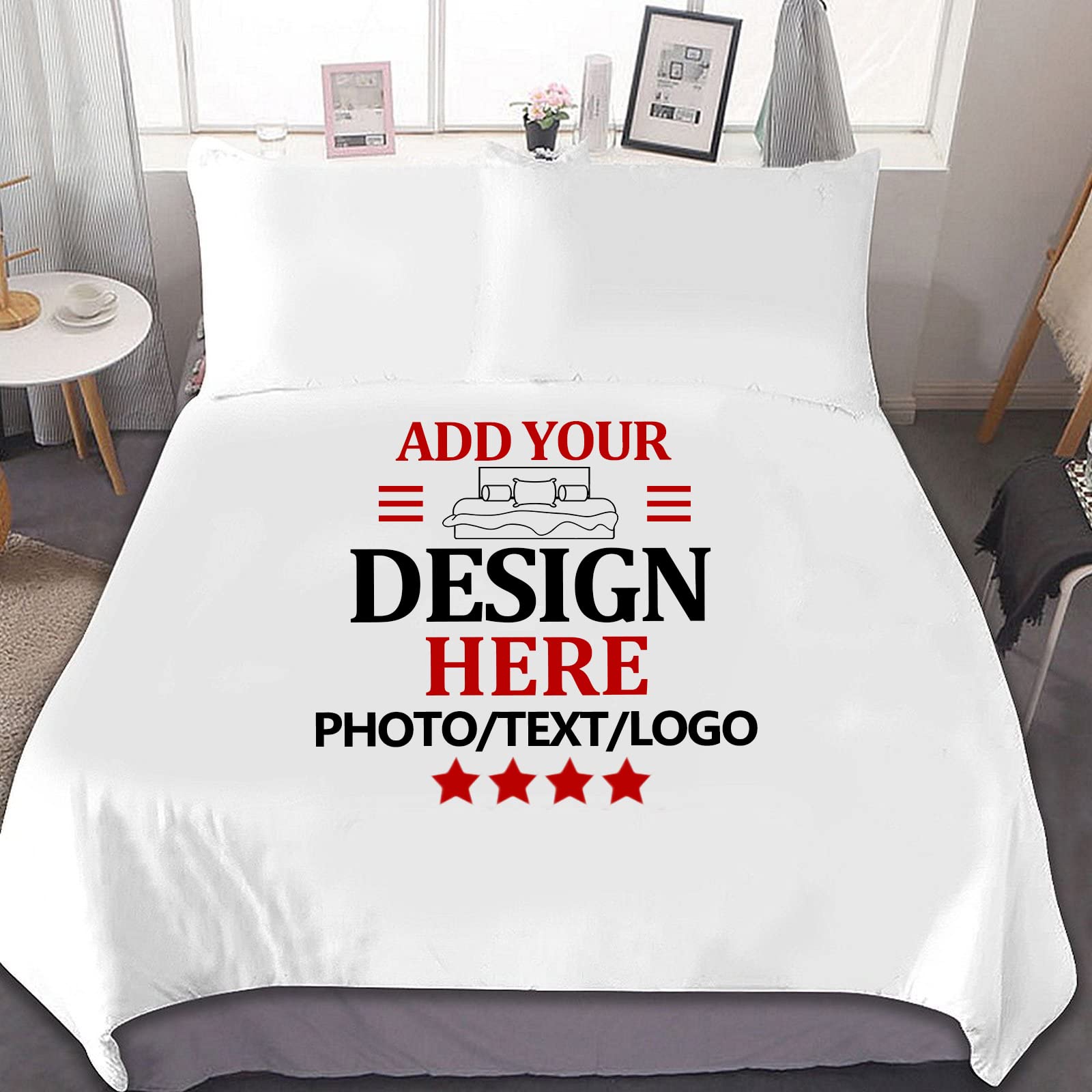 Custom 3-Piece King Size Photo Quilt Set - Personalized Bedding with Duvet Cover (90