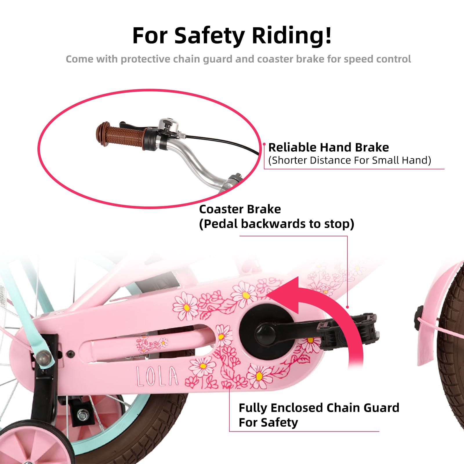 JOYSTAR 14 Inch Girls Bike with Training Wheels - Pink Princess Toddler Bicycle for 3-5 Year Old Girls | Perfect for Outdoor Play, Park Rides & Learning to Cycle