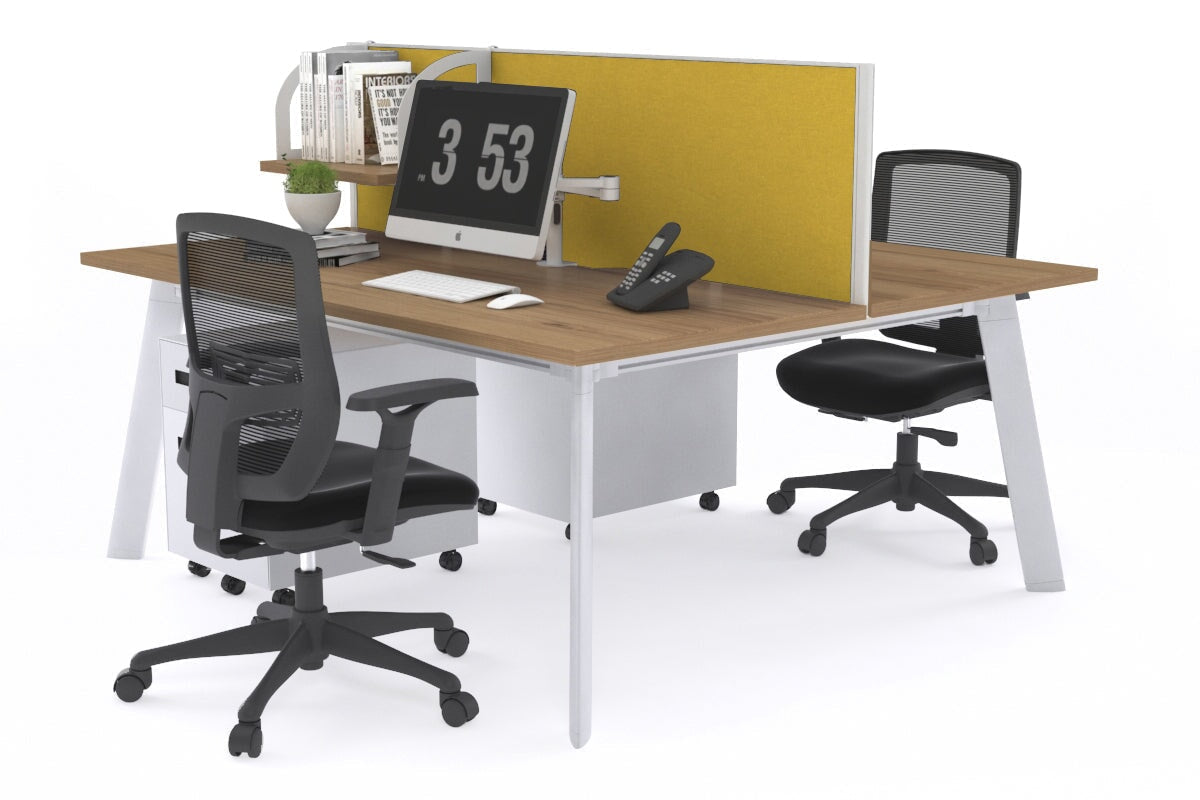 2 Person Workstation with White Frame - 1200L x 800W Switch Desk with Cable Management for Home Office & Coworking Spaces