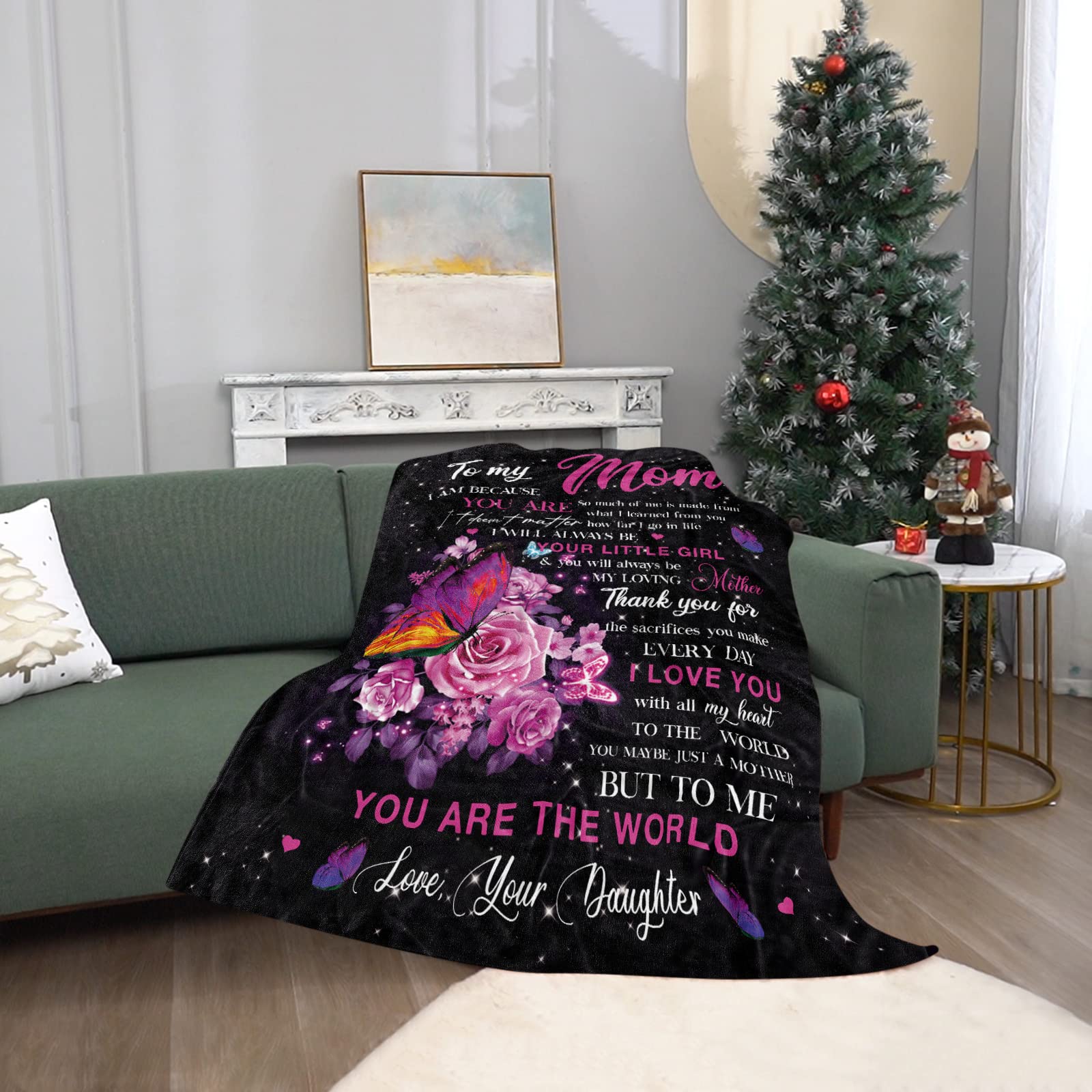 Soft Flannel Throw Blanket for Mom - Cozy Birthday & Mother's Day Gift from Daughter - Perfect for Couch, Bed & Relaxation