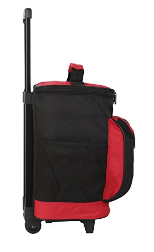 16 Quart Insulated Rolling Cooler with 2 Compartments - Red | Portable for Picnics, Beach, Camping & Tailgating