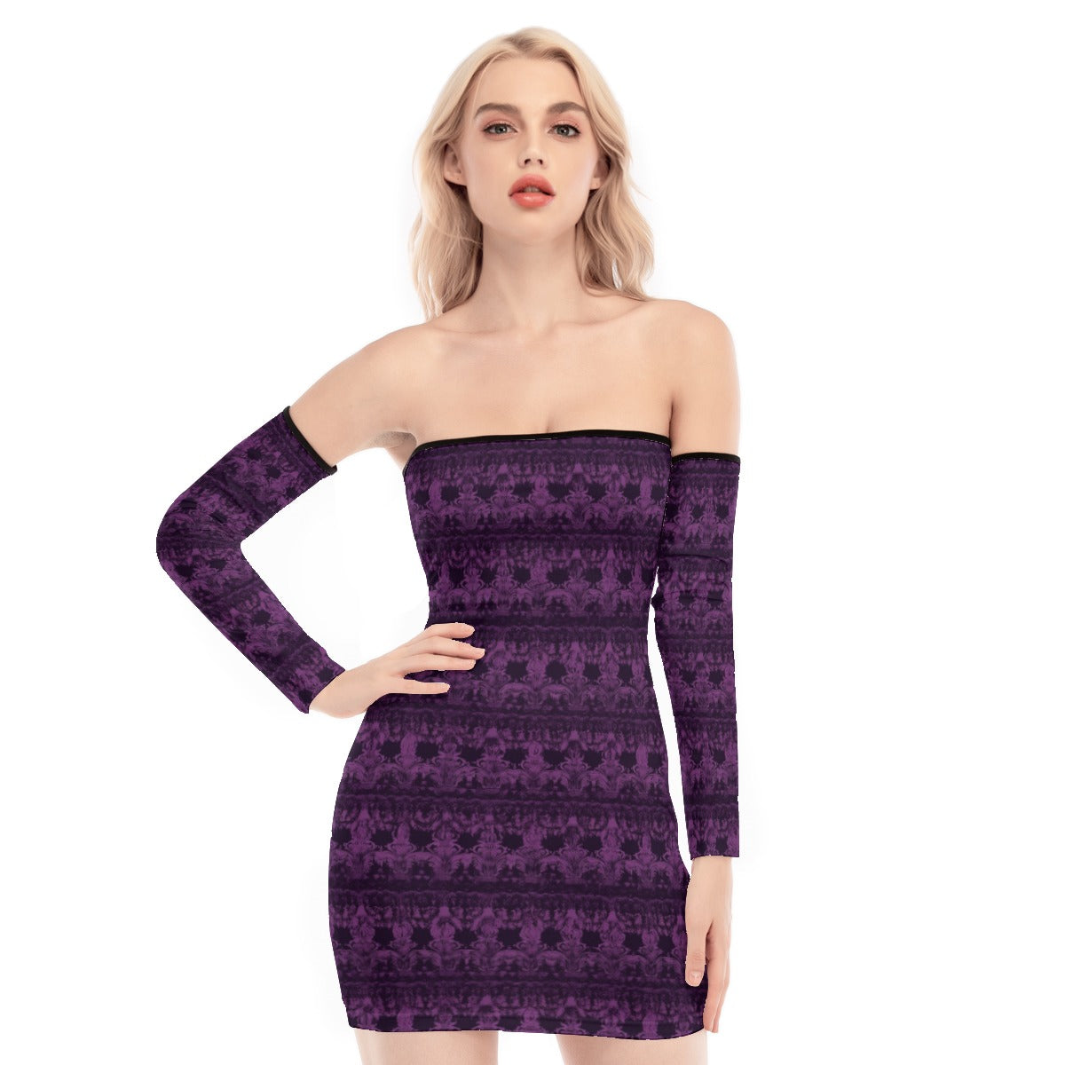 Gothic Purple Off Shoulder Back Lace Up Dress for Women - Elegant Evening Party, Date Night & Special Occasion Outfit