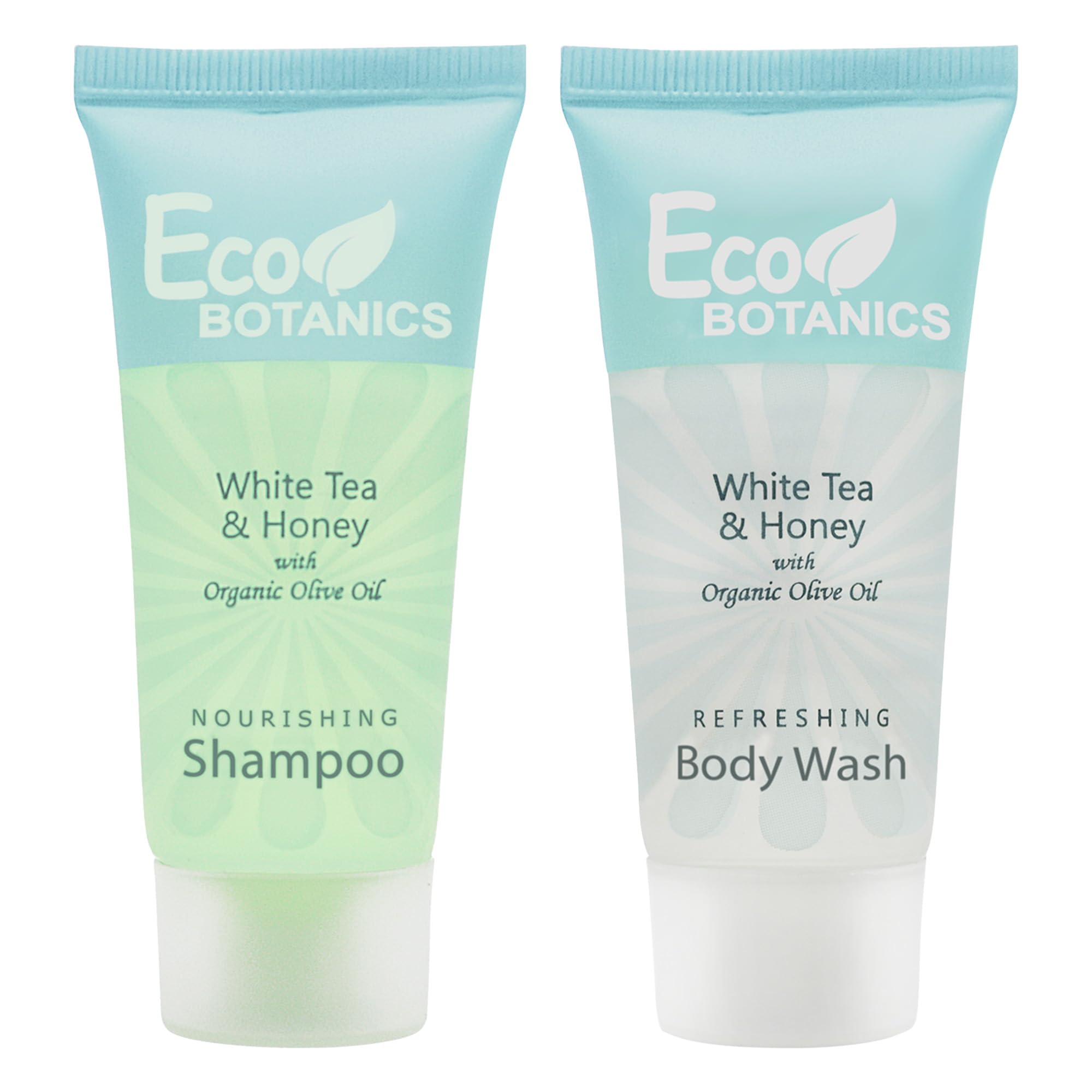 Eco Botanics Travel-Size Hotel Shampoo and Body Wash .85 oz (Case of 300) - Bulk Toiletries for Hotels, Gyms, Spas, and Travel Essentials