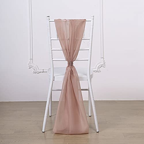 50 Dusty Rose Extra Wide Premium Chiffon Chair Sashes - Elegant Wedding Decorations for Ceremony & Reception (Chair Bows, Table Decor, Party Supplies)