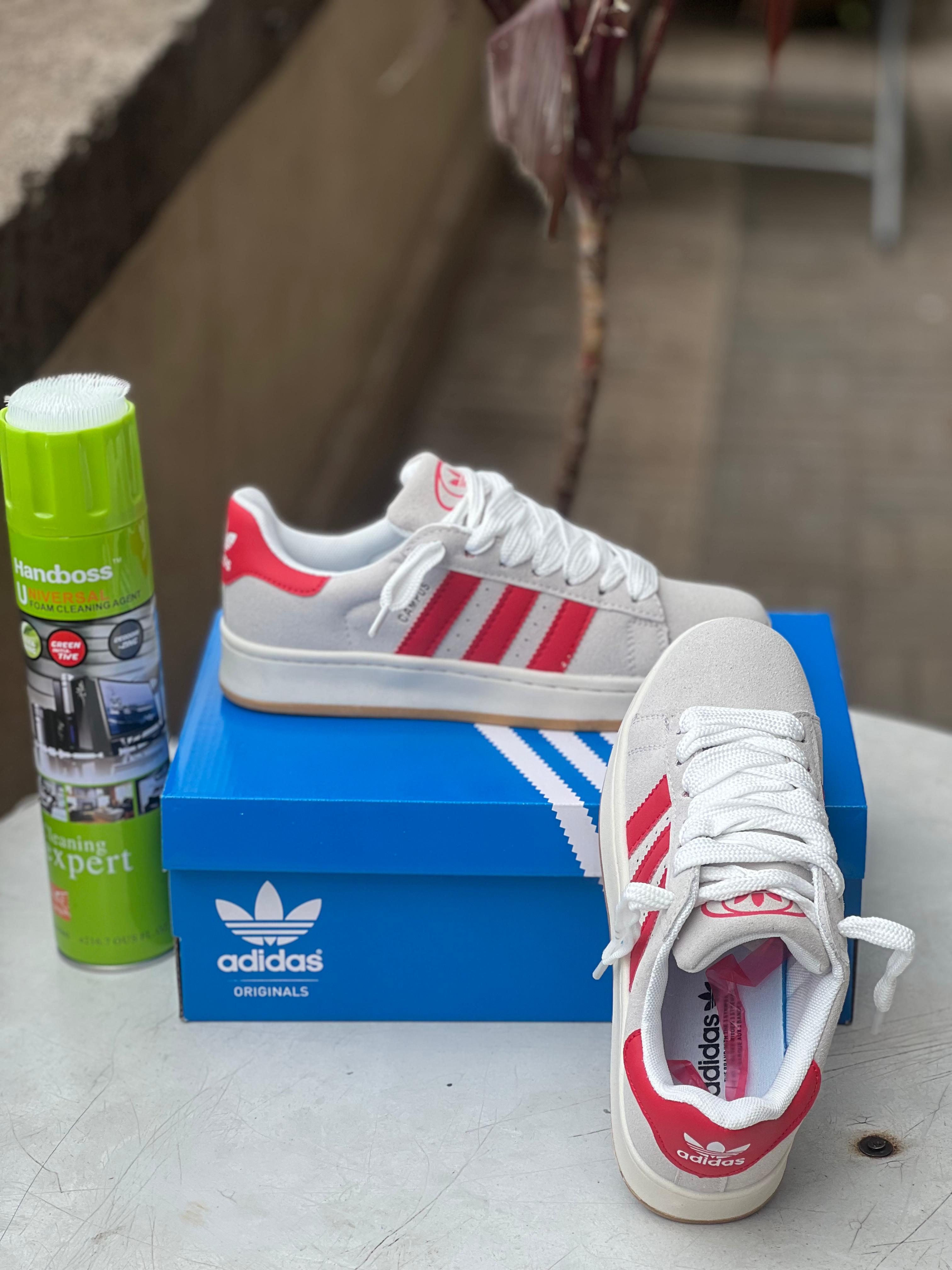 Adidas Campus Grey Red Sneakers - Men's Casual Shoes for Running & Walking - Perfect for Gym, Workout & Street Style