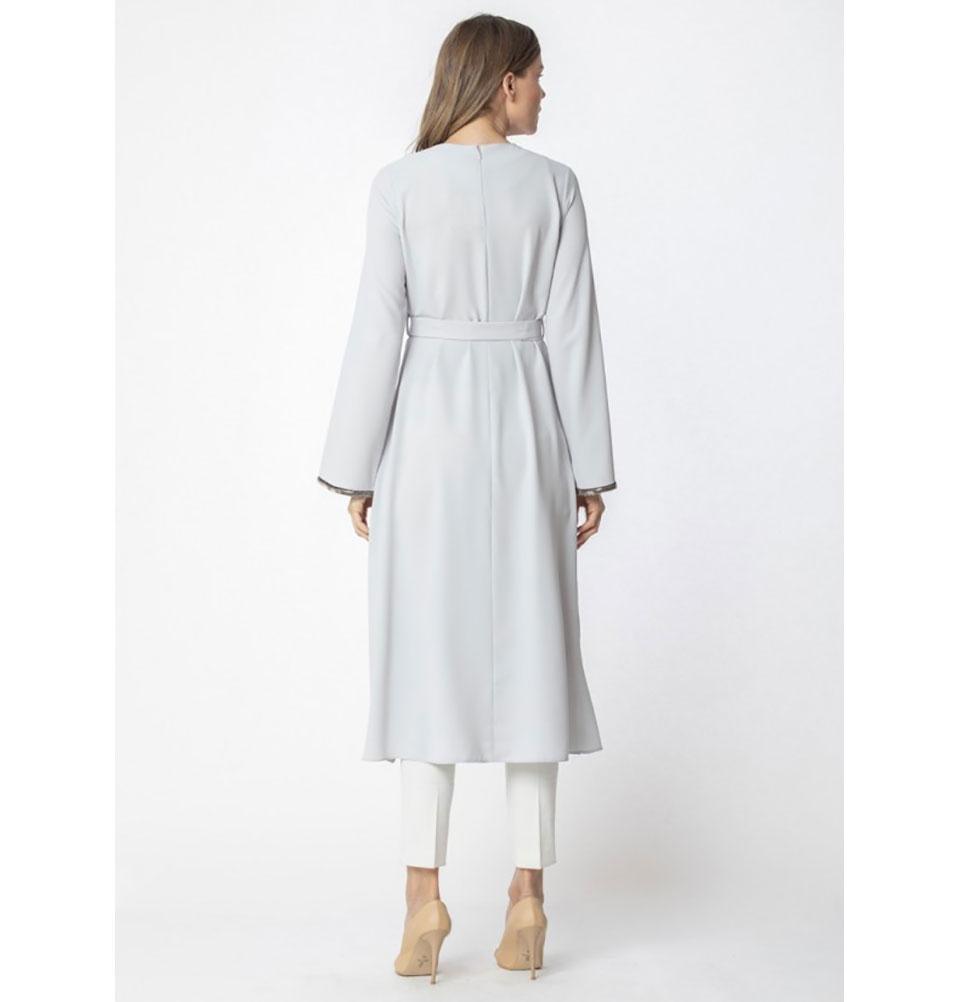 Abaci Modest Sequined Tunic 131622 Blue Gray | Elegant Women's Blouse for Work, Church & Special Occasions