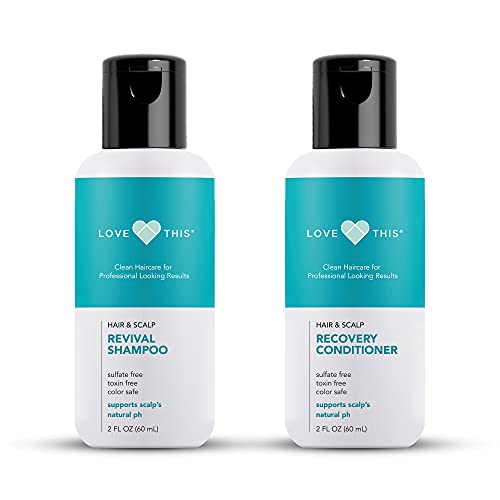 All Natural Shampoo and Conditioner Set for Men & Women - Peppermint Scent with Shea Butter, Keratin & Argan Oil for Hair Growth - Sulfate-Free Biotin & Zinc Formula for Thinning Hair - 2oz Made in USA | Perfect for Daily Hair Care & Scalp Nourishment