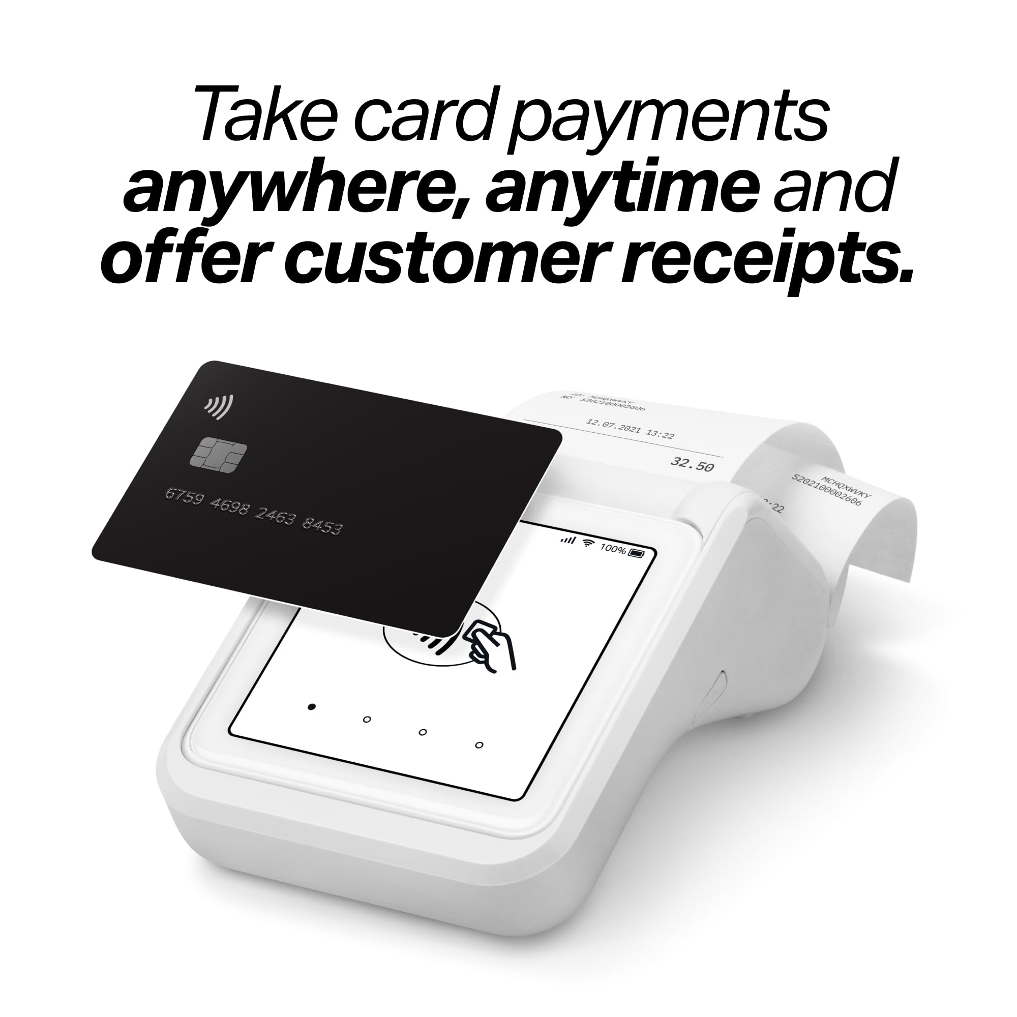 SumUp Solo + Printer Bundle - Portable Credit Card Payment Terminal with Full Touch-Screen, Free SIM Card & Mobile Data - Ideal for Retail Stores, Food Trucks & Mobile Businesses