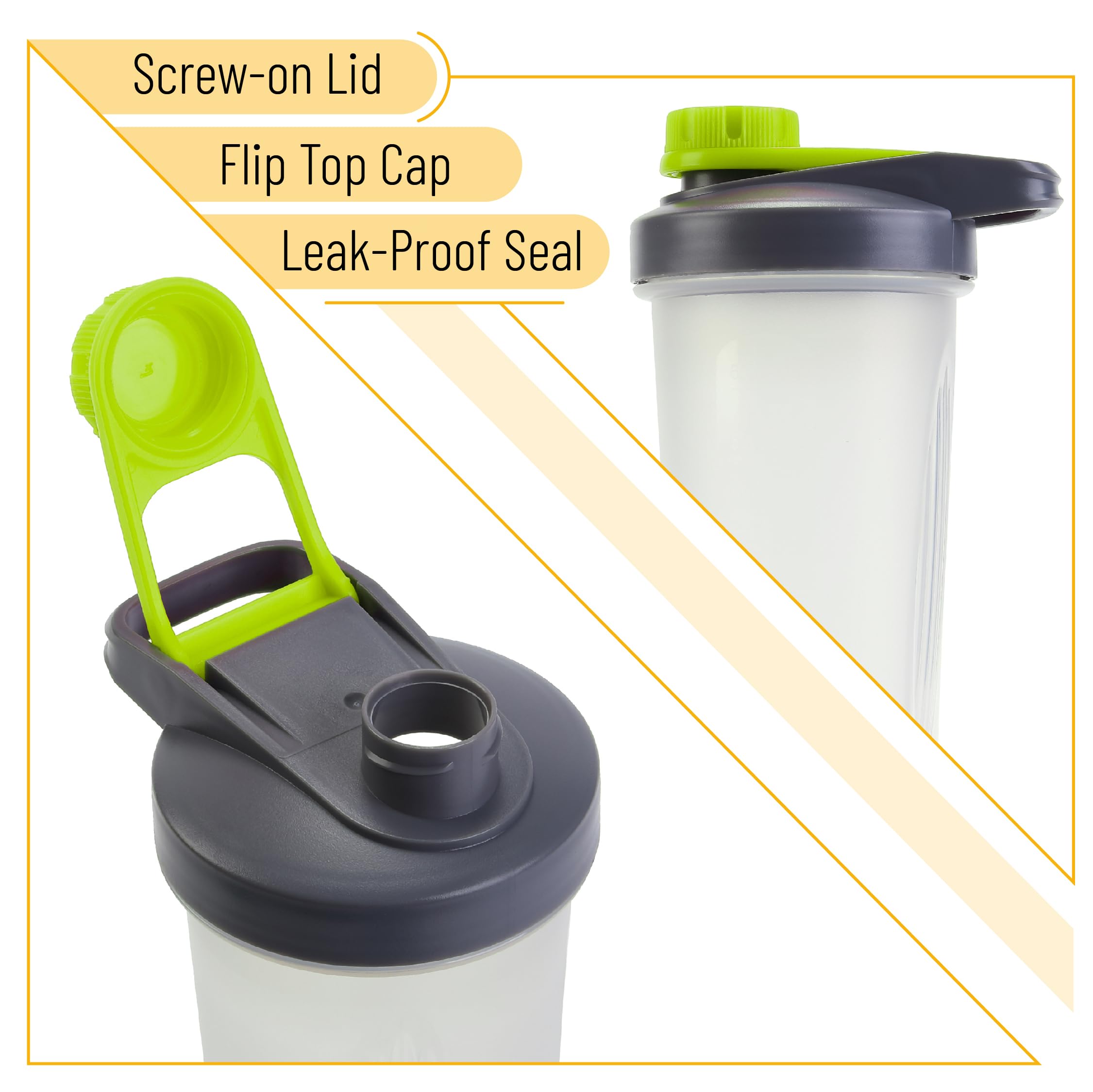 Mr. Pen 28 oz Protein Shaker Bottle with Wire Whisk Ball & Twist Cap - Gray/Green - Perfect for Gym, Workouts, and Post-Workout Protein Mixing