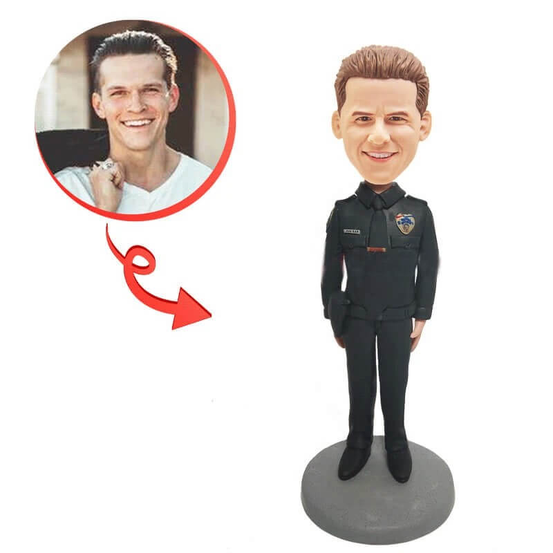 Custom Male Police Officer Bobblehead - Personalized Law Enforcement Figurine - Perfect for Gifts, Office Decor & Police Appreciation Events