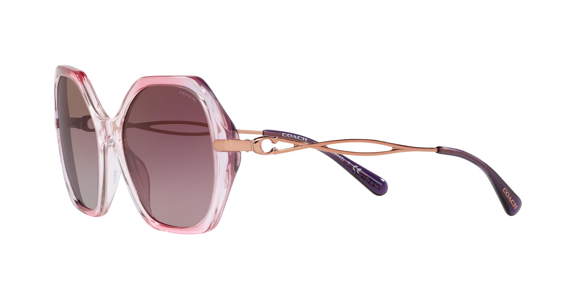 Coach Women's HC8315 Hexagonal Sunglasses - UV Protection, Polarized Lenses, Fashionable & Lightweight for Outdoor, Driving & Beach