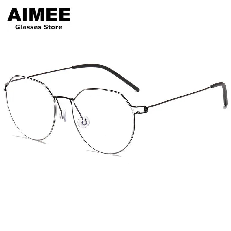 Unisex Full Rim Round Screwless Titanium Eyeglasses 52214 - Lightweight & Durable Frame for Men & Women - Perfect for Reading, Work & Everyday Wear