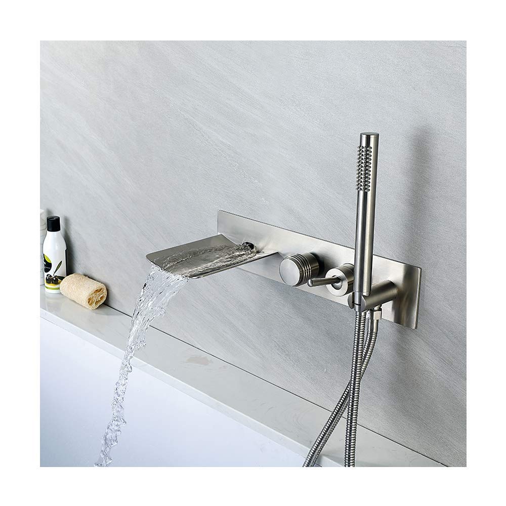 ZCYXQR Single Handle Wall Mounted Brass Bathtub Faucet with Hot & Cold Water - Bath Shower Mixer Set for Modern Bathroom (Perfect for Spa, Relaxation & Home Renovation)