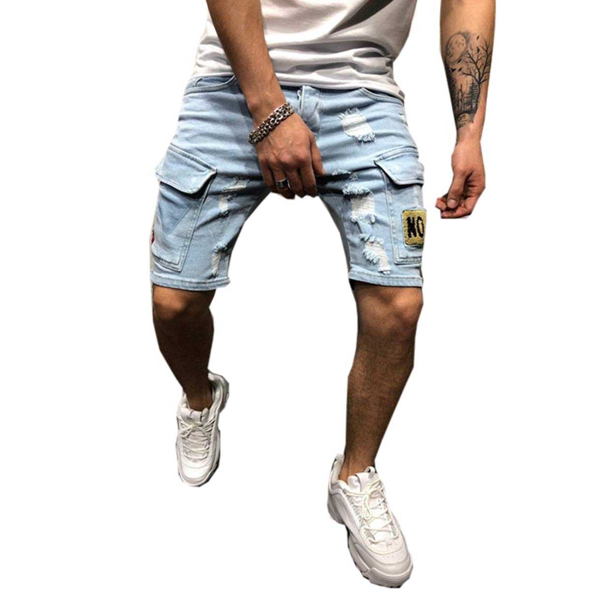 Seidarise Men's Distressed Denim Shorts - Ripped Blue Jean Shorts for Casual Wear | Perfect for Summer Outfits, Beach Trips & Street Style Fashion