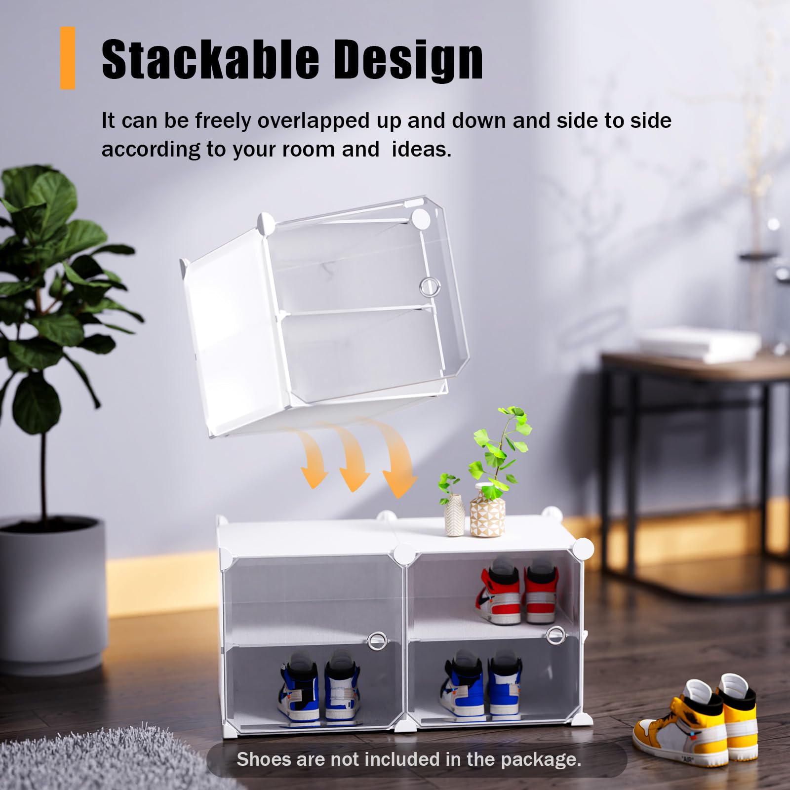 12-Tier Expandable Shoe Rack Organizer with Doors - Free Standing Stackable Shoe Storage Cabinet for Closet, Entryway & Hallway - Holds 96 Pairs of Shoes - Perfect for Small Spaces & Home Organization (White)
