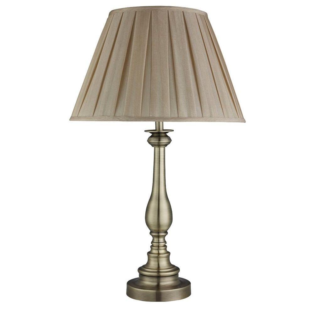 Flemish Brass Table Lamp with Mink Pleated Shade - Vintage Style Desk Light for Living Room, Bedroom & Office Decor