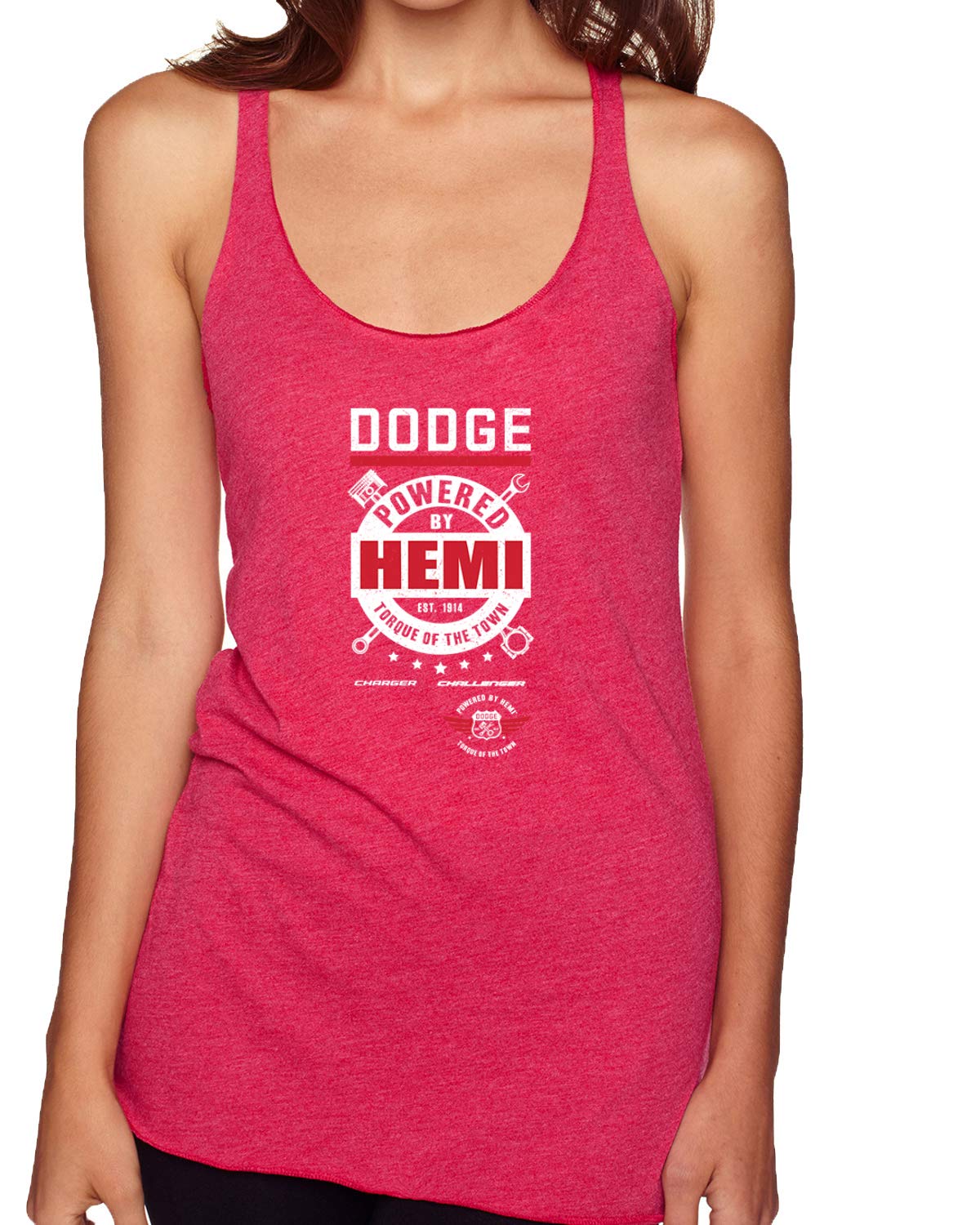 Hemi Dodge Engine Women's Cars & Trucks Premium Tri-Blend Racerback Tank Top - Comfortable Casual Wear for Car Enthusiasts & Racing Fans