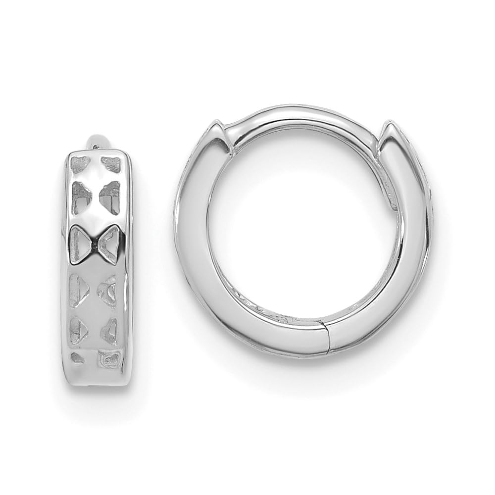 14K White Gold Diamond Cut Hinged Hoop Earrings for Women - Elegant Everyday Jewelry for Work, Party & Special Occasions