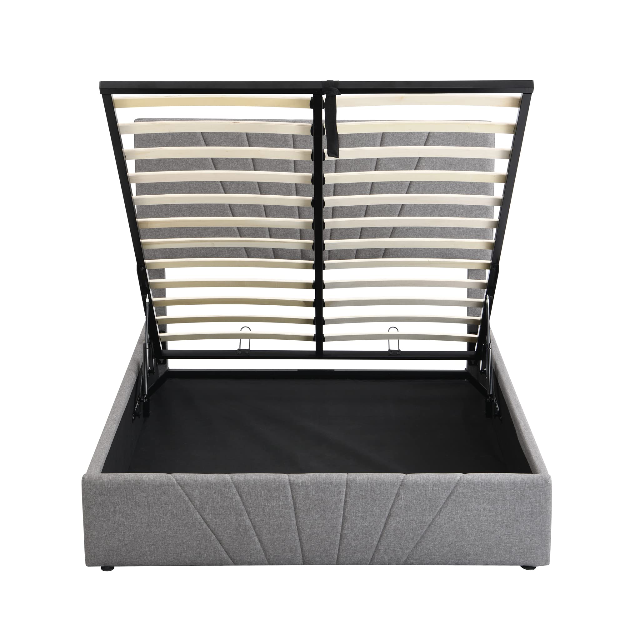 Harper & Bright Designs Full Size Upholstered Platform Bed with Lift-Up Storage & Tufted Headboard - Wooden Bed Frame, No Box Spring Needed, Underbed Storage (Gray) - Perfect for Small Bedrooms, Guest Rooms & Space-Saving Solutions