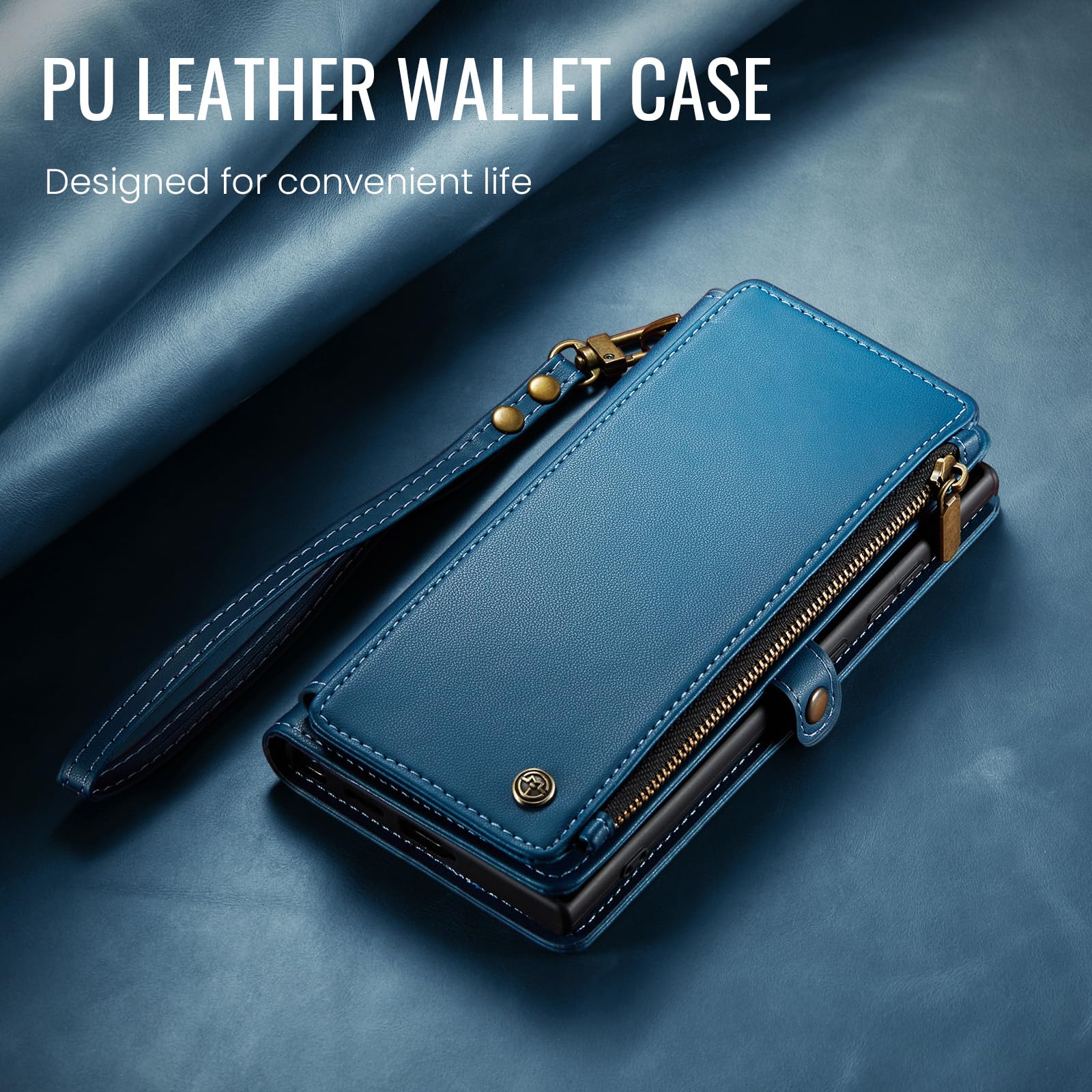 RFID Blocking PU Leather Wallet Case for Samsung Galaxy S20 FE 5G - Magnetic Snap Flip Cover with Card Holder & Zipper Pocket | Perfect for Daily Use, Travel, and Secure Contactless Payment Protection (Dark Blue)