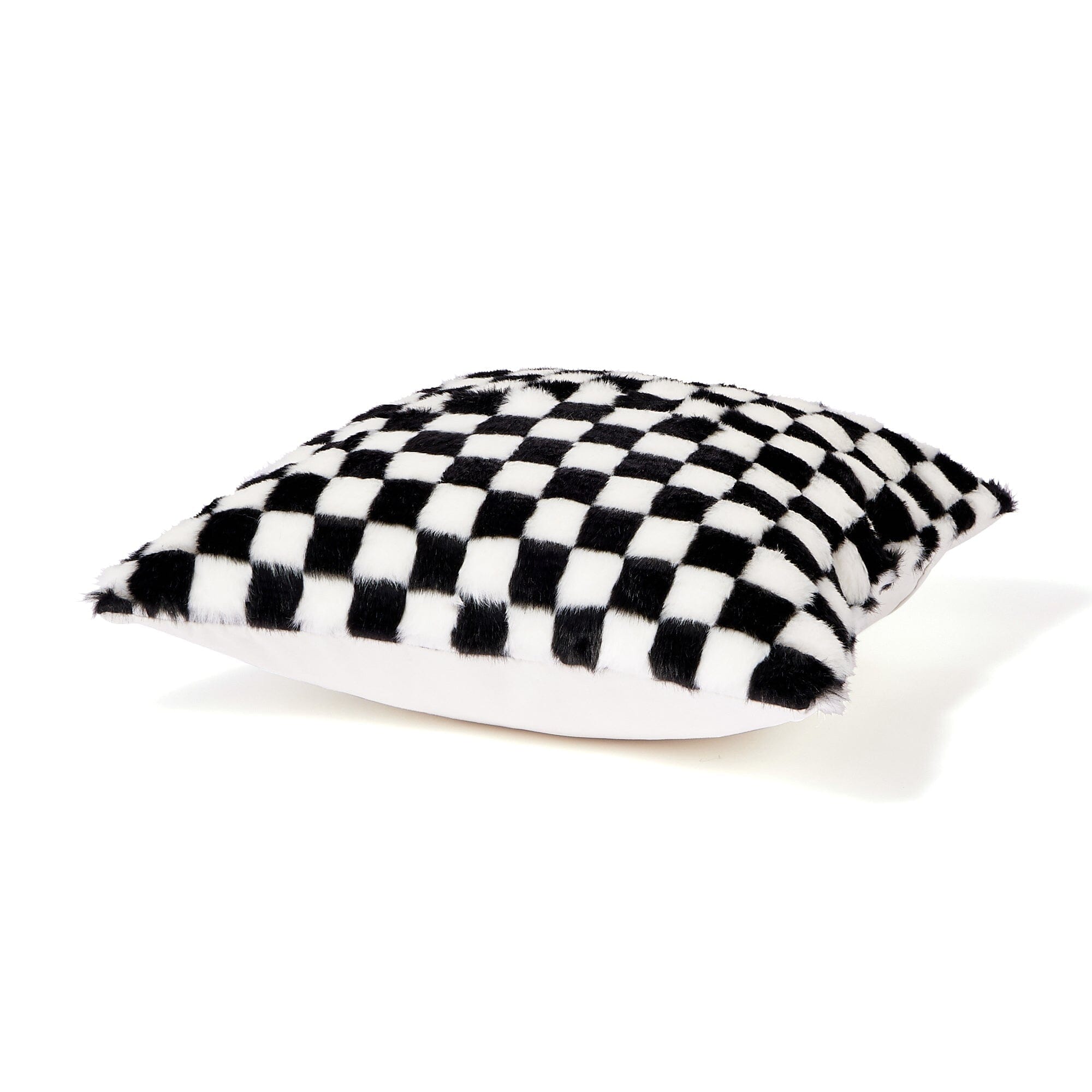 Premium 450x450 Fur AB Cushion Cover - Soft White & Black Reversible Pillow Case for Sofa, Bed, Chair - Cozy Home Decor & Living Room Accessories