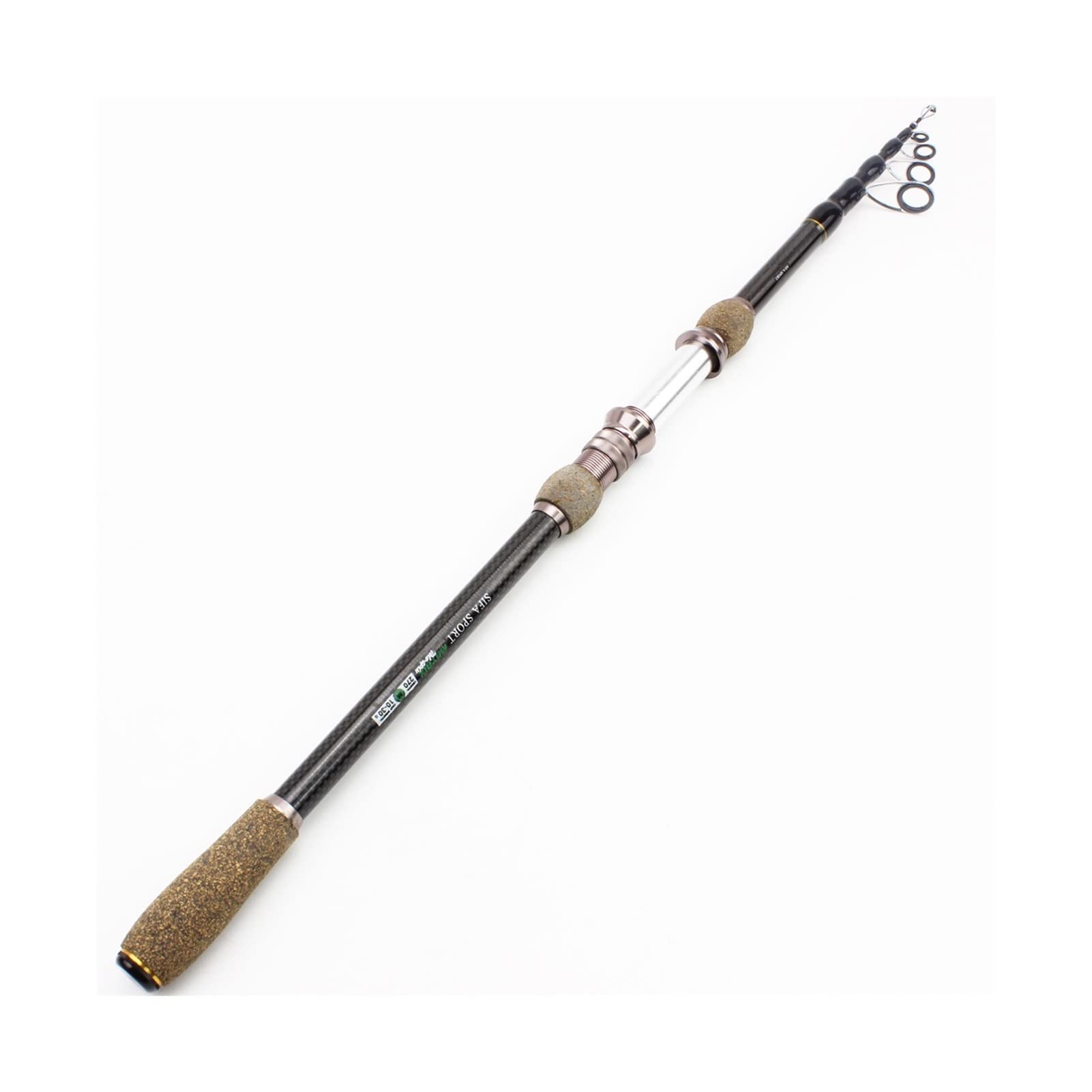 TOMYEUS Telescopic Fishing Rod - Portable Carbon Fiber Spinning Rod with Cork Wood Handle for Trout/Bass Fishing (2.1m/6.9ft) | Ideal for Travel, Camping & Outdoor Fishing Adventures