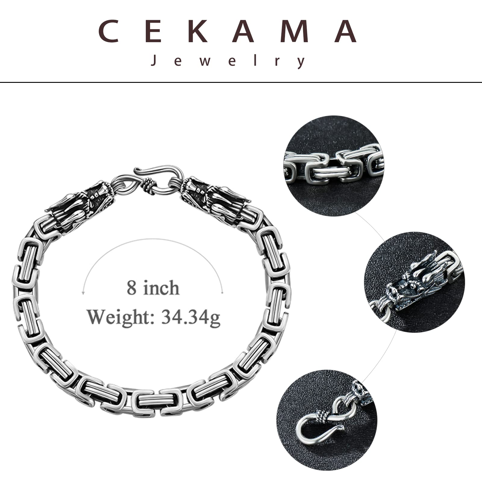 925 Sterling Silver Bracelet for Men & Boys - Matte Finish, Thick & Durable (7-9 Inch Length, 5-7mm Width) - Perfect for Gifts, Everyday Wear & Special Occasions