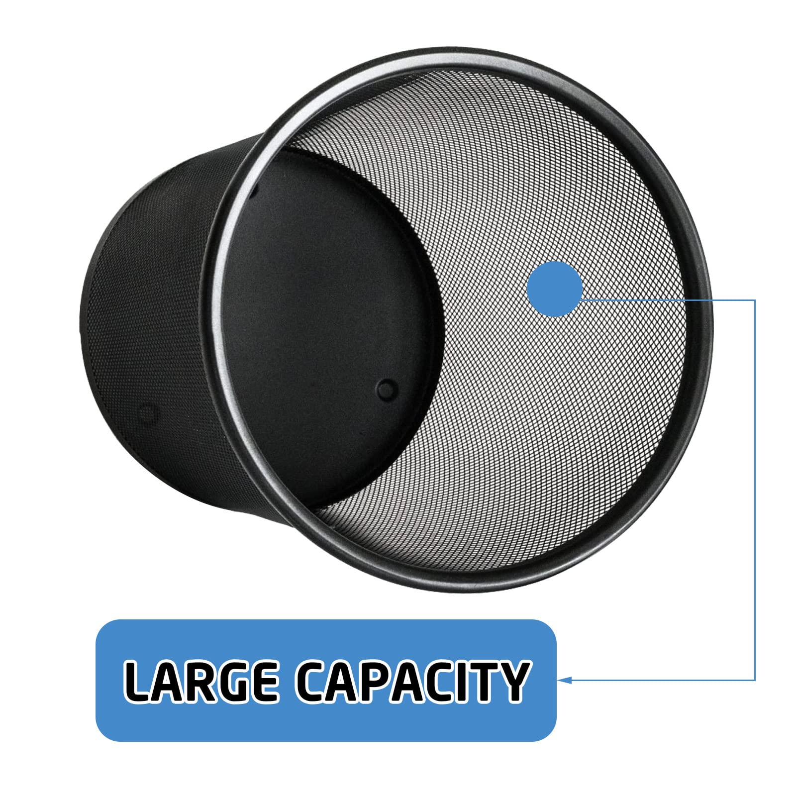 Evadow 3 Pack 12L Mesh Waste Paper Bin - Lightweight Metal Wire Trash Can for Home & Office, Circular Garbage Basket (260mm x 235mm x 190mm) - Perfect for Desks, Bathrooms, Bedrooms & Dorm Rooms