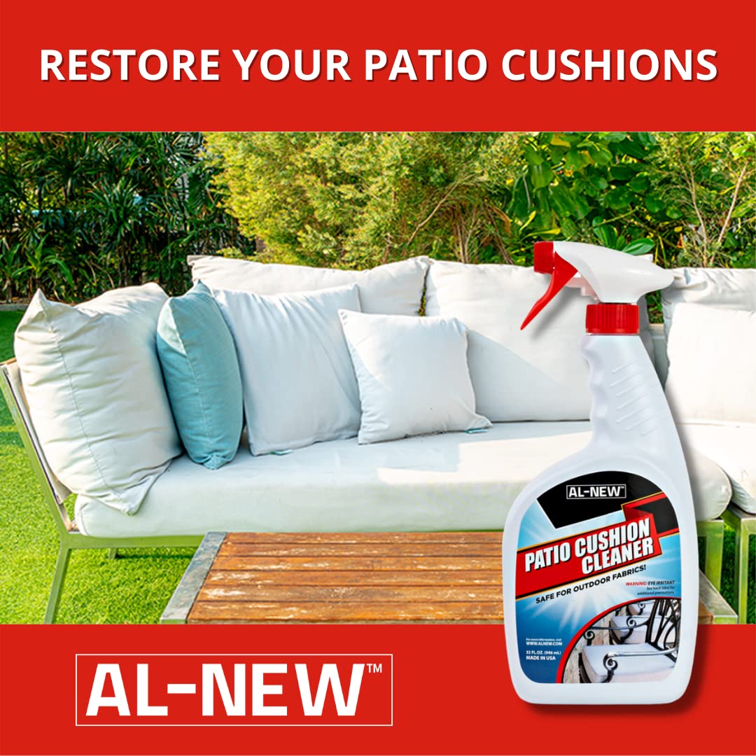 AL-NEW Outdoor Patio Furniture Cleaner Bundle - Restore Faded Metal & Clean Fabric Cushions | Heavy-Duty Rust Remover for Patio Chairs, Tables & Garden Furniture | Perfect for Deck, Poolside & Backyard Cleaning