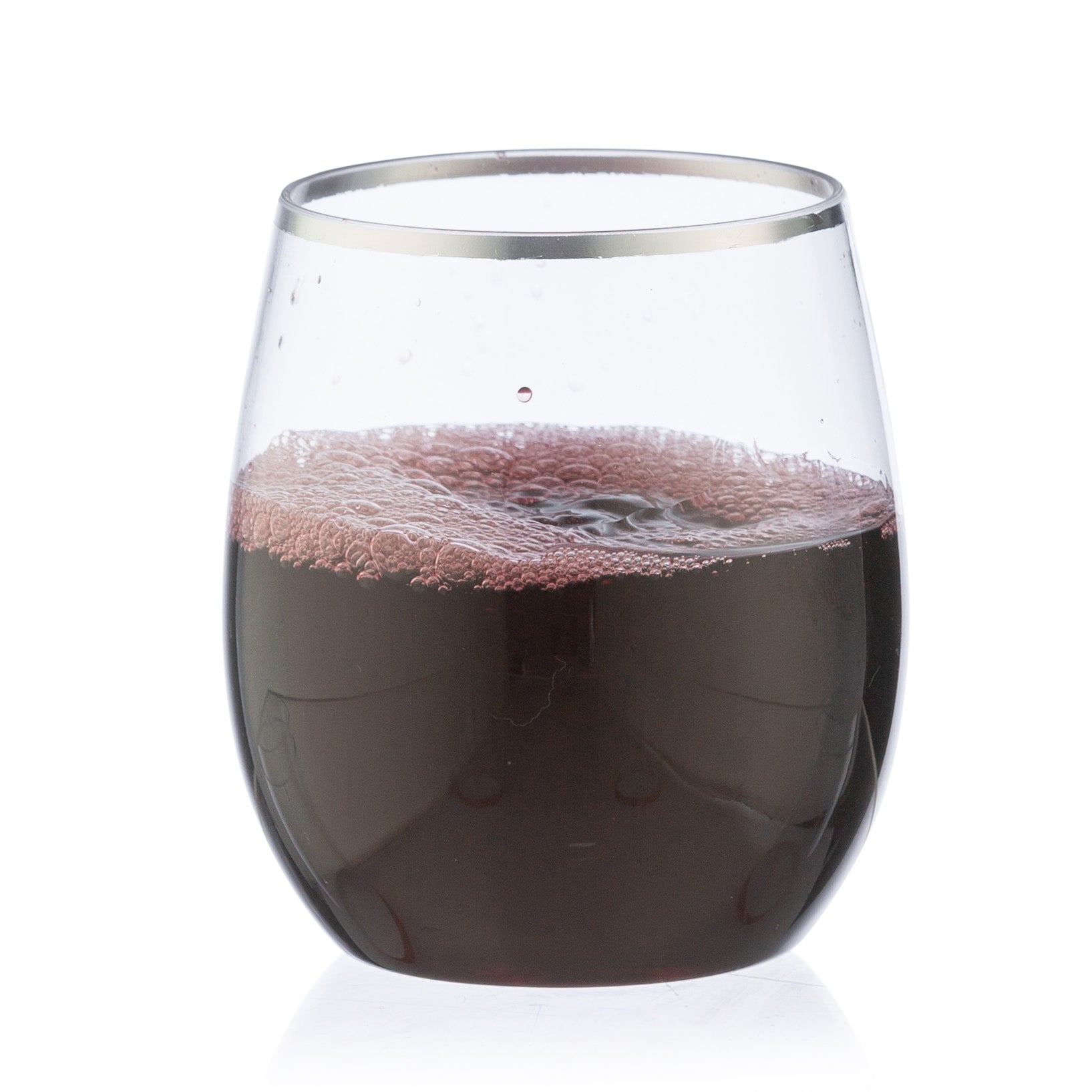 12 oz. Clear Stemless Wine Goblets with Silver Rim - Set of 6 | Shatter-Resistant Glass Cups for Red Wine, Cocktails, Juice & Water | Perfect for Parties, Weddings, Restaurants & Home Entertaining