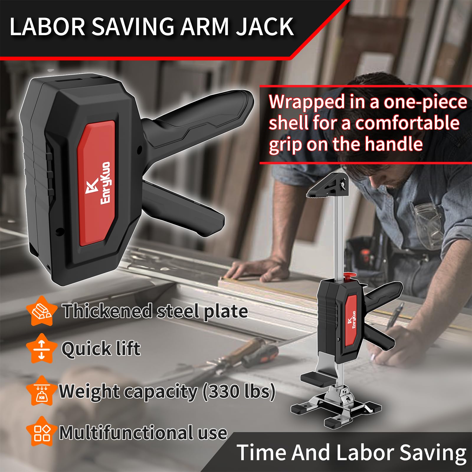 Stainless Steel Furniture Lifts 2 Pack - Dual-Speed Descent Hand Jack for Cabinet & Flooring Installation | Labor Saving Arm Jack for Easy Home Renovation & DIY Projects