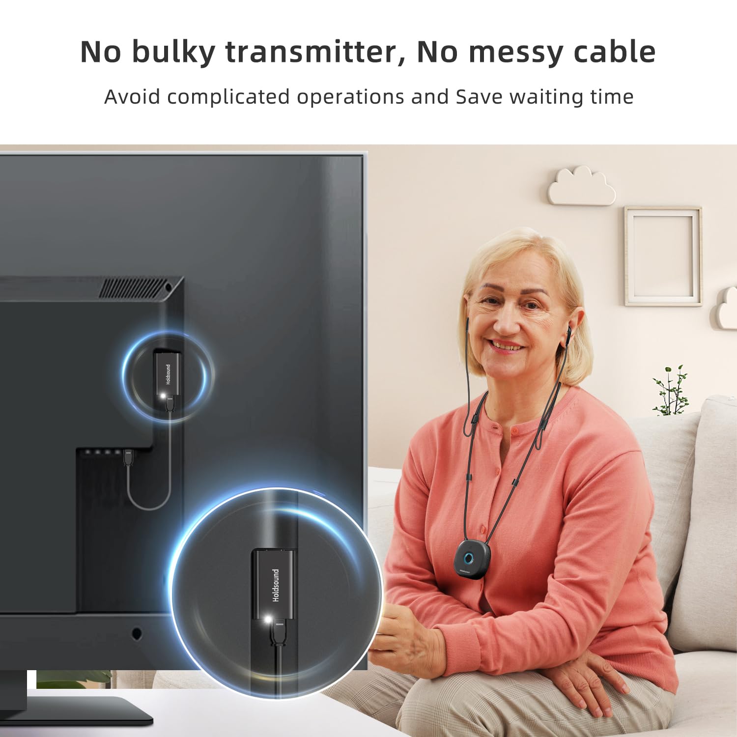 **Wireless TV Headphones for Seniors – Comfortable Bluetooth Earbuds with USB & Optical Transmitter, 15-Hour Battery, 100ft Range, No Delay – Ideal for TV Watching, Movies, and Hearing Assistance (Black)**