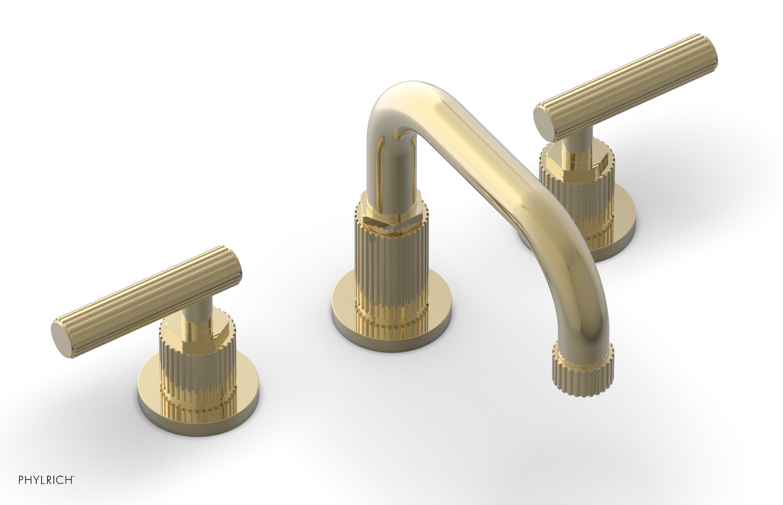 DUSTRIE Widespread Bathroom Faucet with Lever Handle - Grooved Design (Model 370-04) for Modern Vanity Sinks & Powder Rooms
