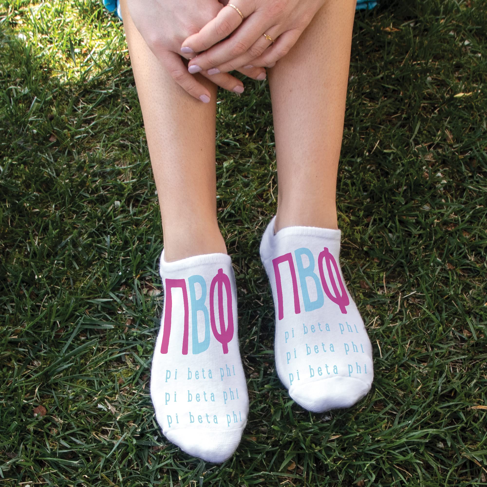 Custom Printed Greek Letter Sorority Socks for Women & Girls - Large Alphabet Design, Comfortable Cotton Crew Socks - Perfect for College, Gifts & Sisterhood Events