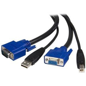 2 in 1 USB KVM Switch Cable - Keyboard Video Mouse Sharing for 2 Computers - HD15 4-Pin USB Type B to Type A - 1.8M/6ft - Perfect for Home Office & Dual PC Setup