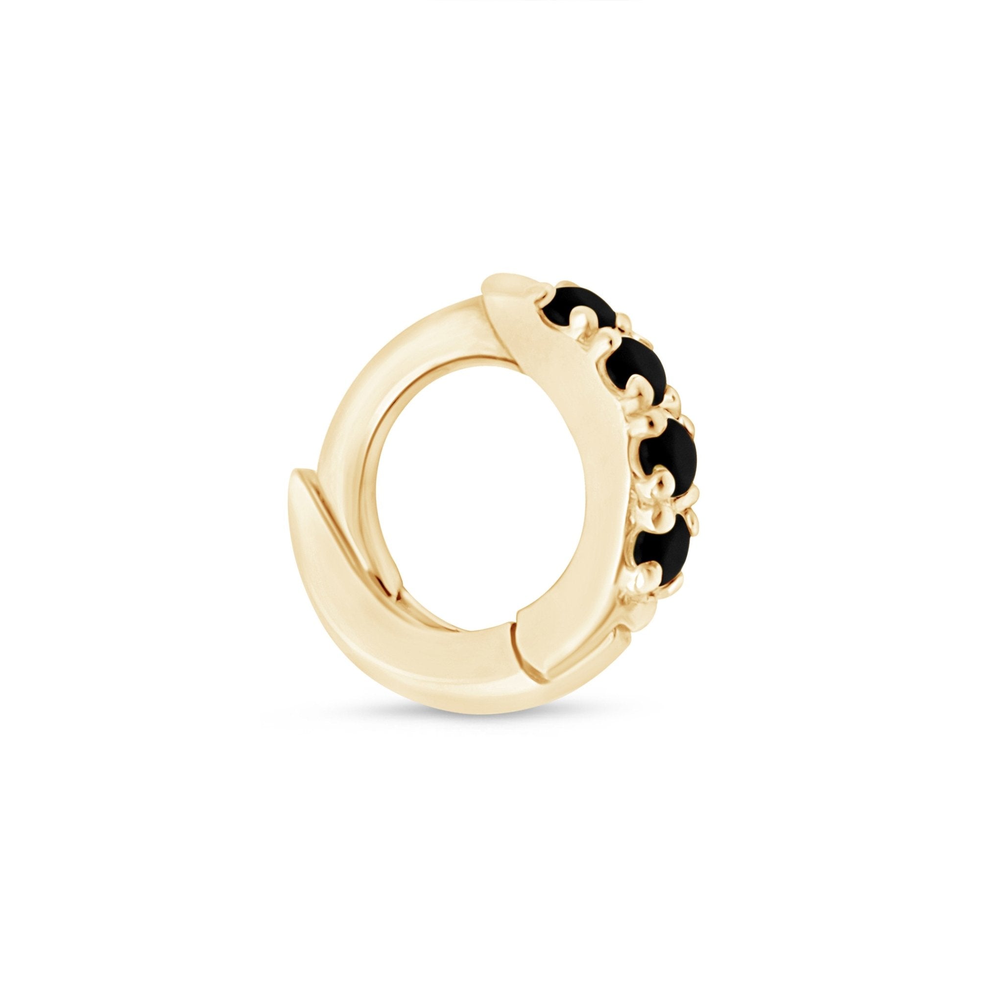 14K Solid Yellow Gold Black Onyx Pavé Studded Huggie Earrings for Women – Perfect for Parties, Weddings & Everyday Wear