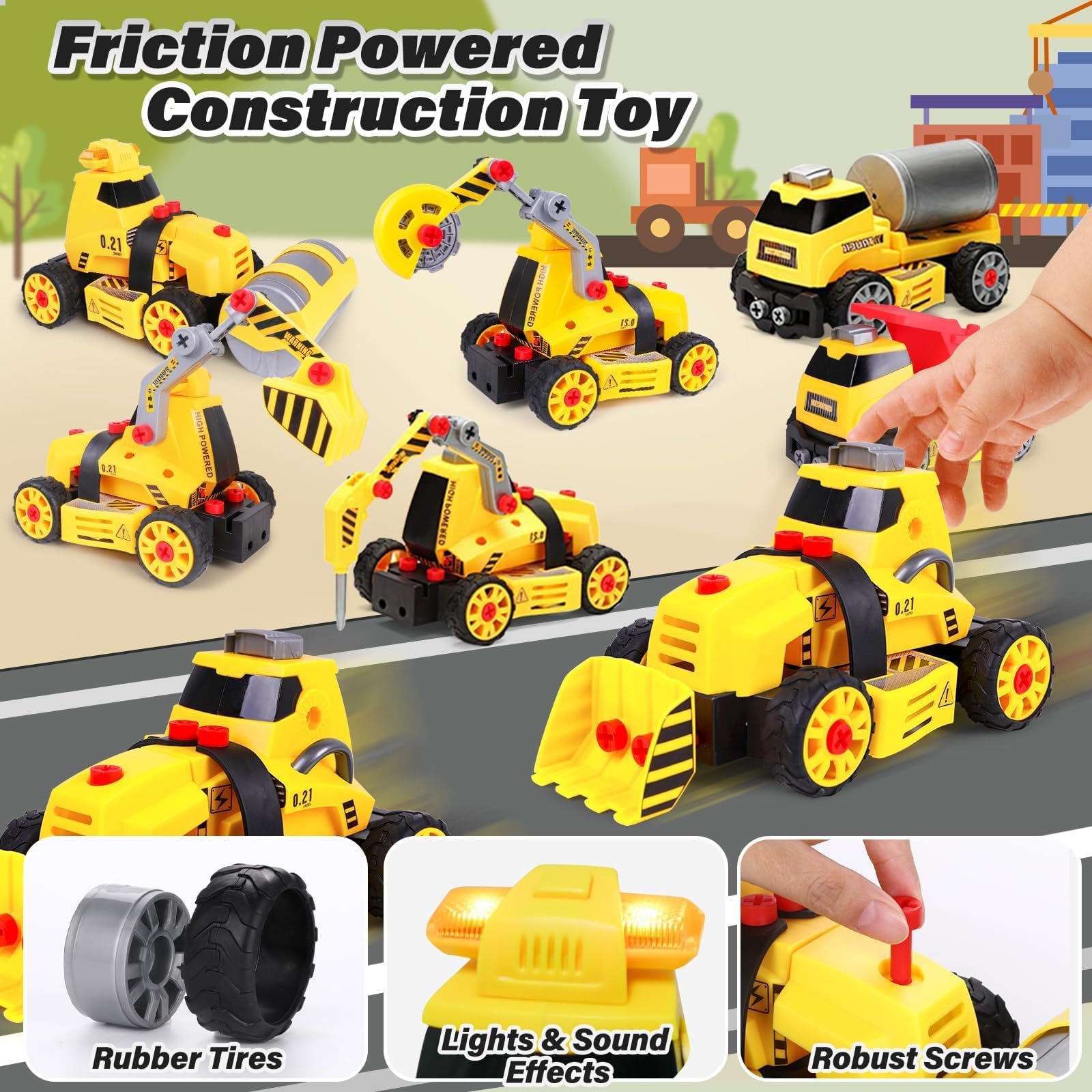 7 in 1 Take Apart Truck Toys with Electric Drill - STEM Construction Building Set for Kids Ages 3-8 | DIY Engineering Toy, Push & Go Vehicle, Educational Gift for Boys | Perfect for Birthday Presents, Classroom STEM Activities & Creative Playtime