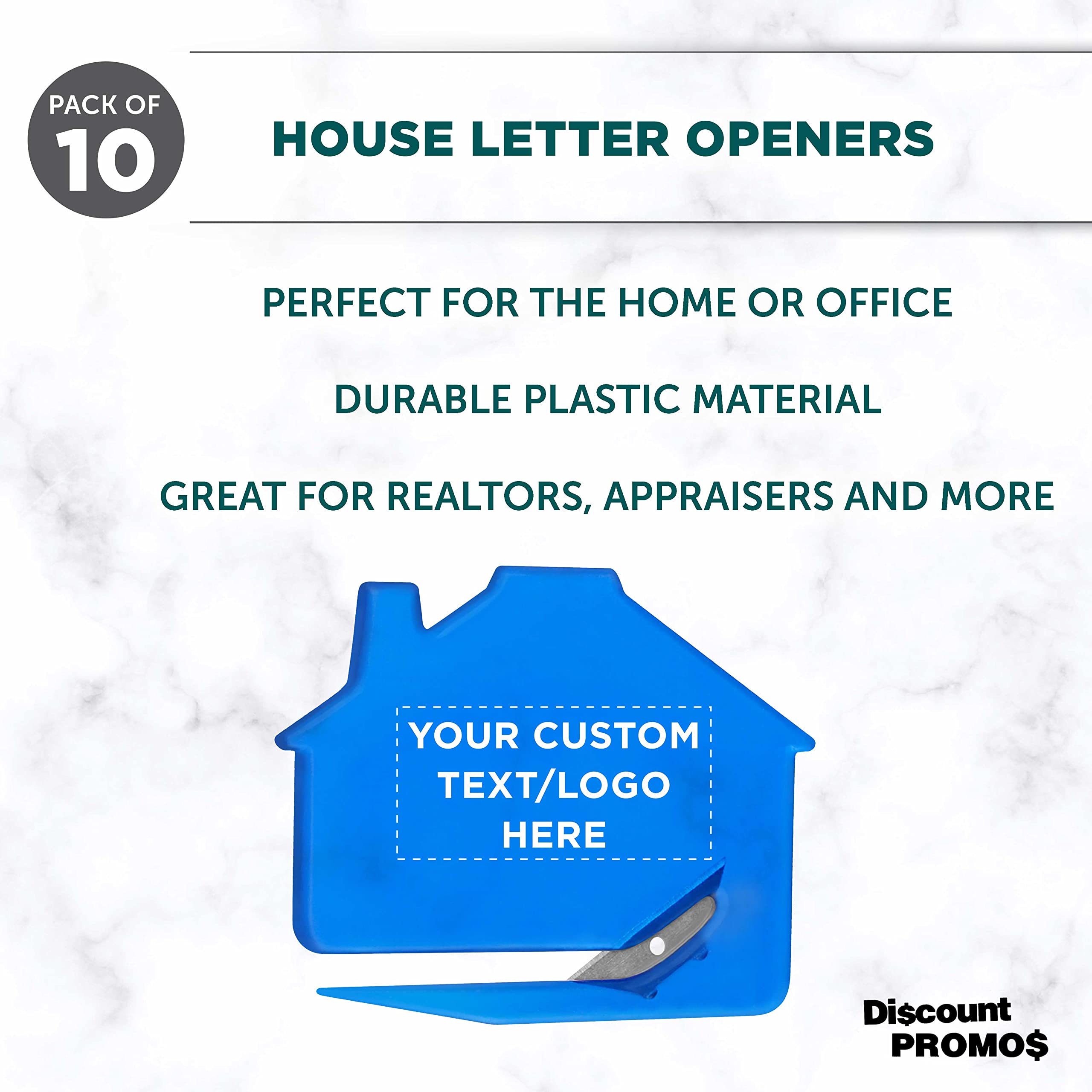 Personalized Custom House Letter Openers Set of 10 - Bulk Pack for Home & Office Use - TBlue - Perfect for Mail Opening, Gifts, and Office Supplies