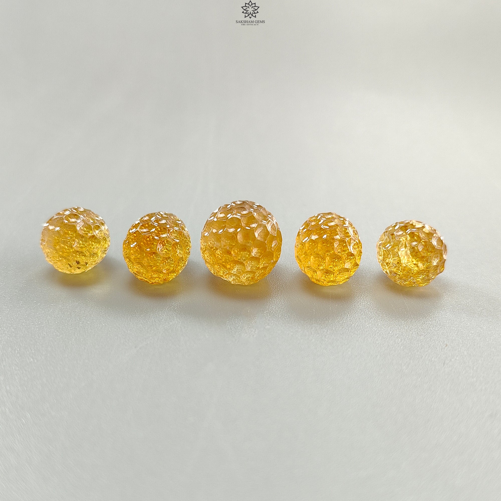 Natural Untreated Yellow Citrine Gemstone Carving - 93.50cts Hand Carved Teardrop Shape (18mm-24mm) 5-Piece Set - November Birthstone for Jewelry Making, Healing Crystals & Spiritual Gifts