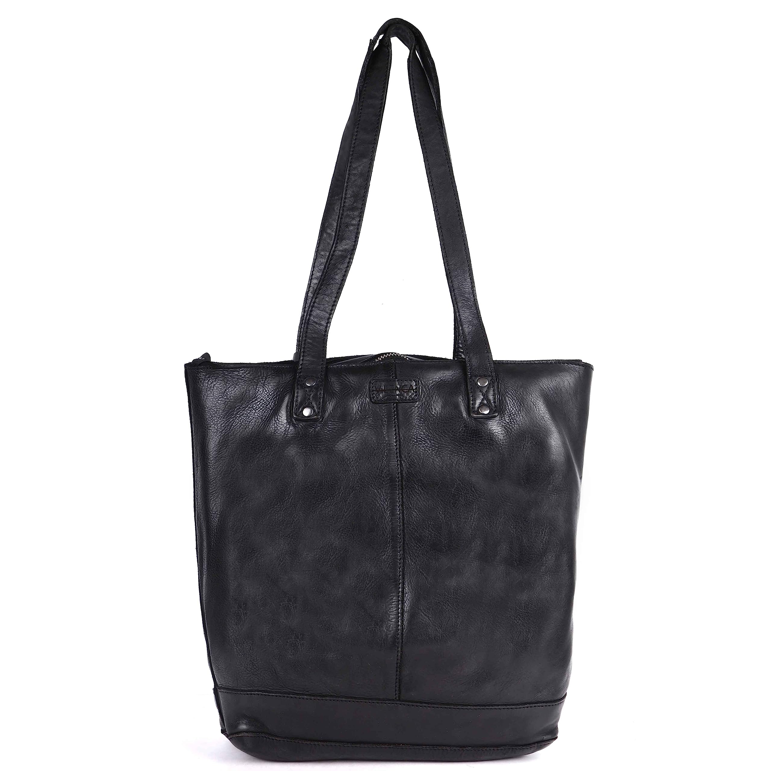 Genuine Leather Women's Tote Handbag - Stylish Satchel Purse with Top Handle & Shoulder Strap for Work, Travel & Everyday Use