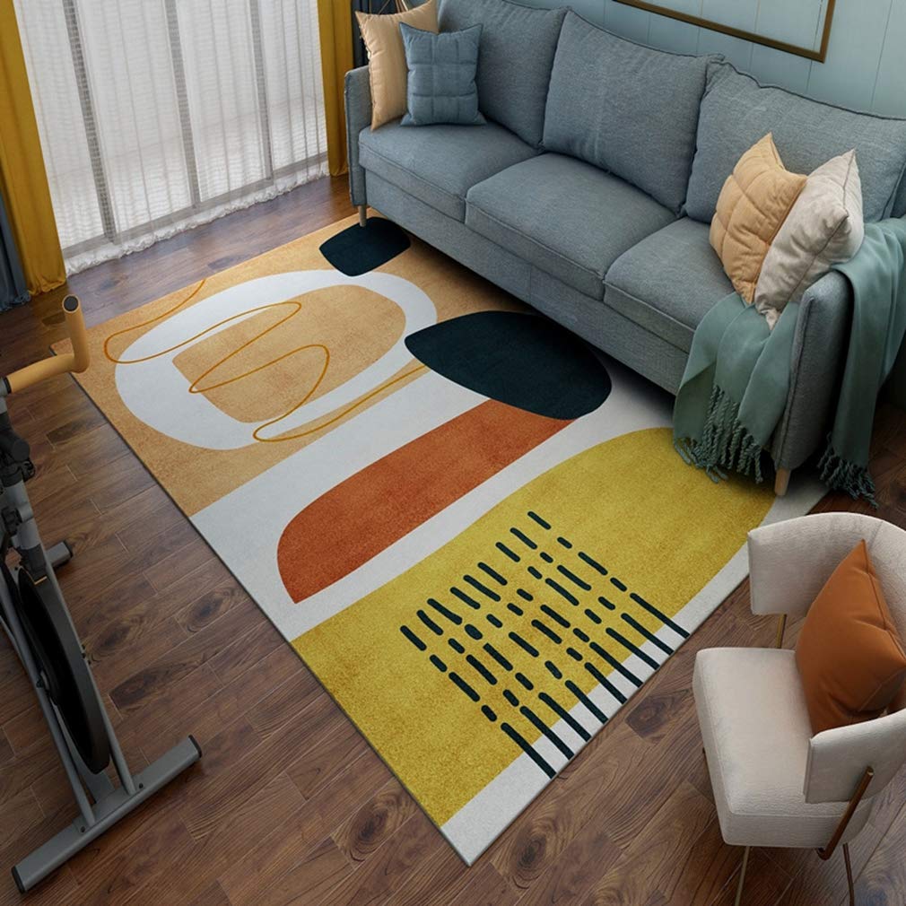 Soft Abstract Art Area Rug - 6.2'x8' Rectangular Fleece Carpet for Living Room, Bedroom & Nursery | Non-Slip Nordic Modern Home Decor | Indoor/Outdoor Use for Kids Crawling, Home Decor & Runners