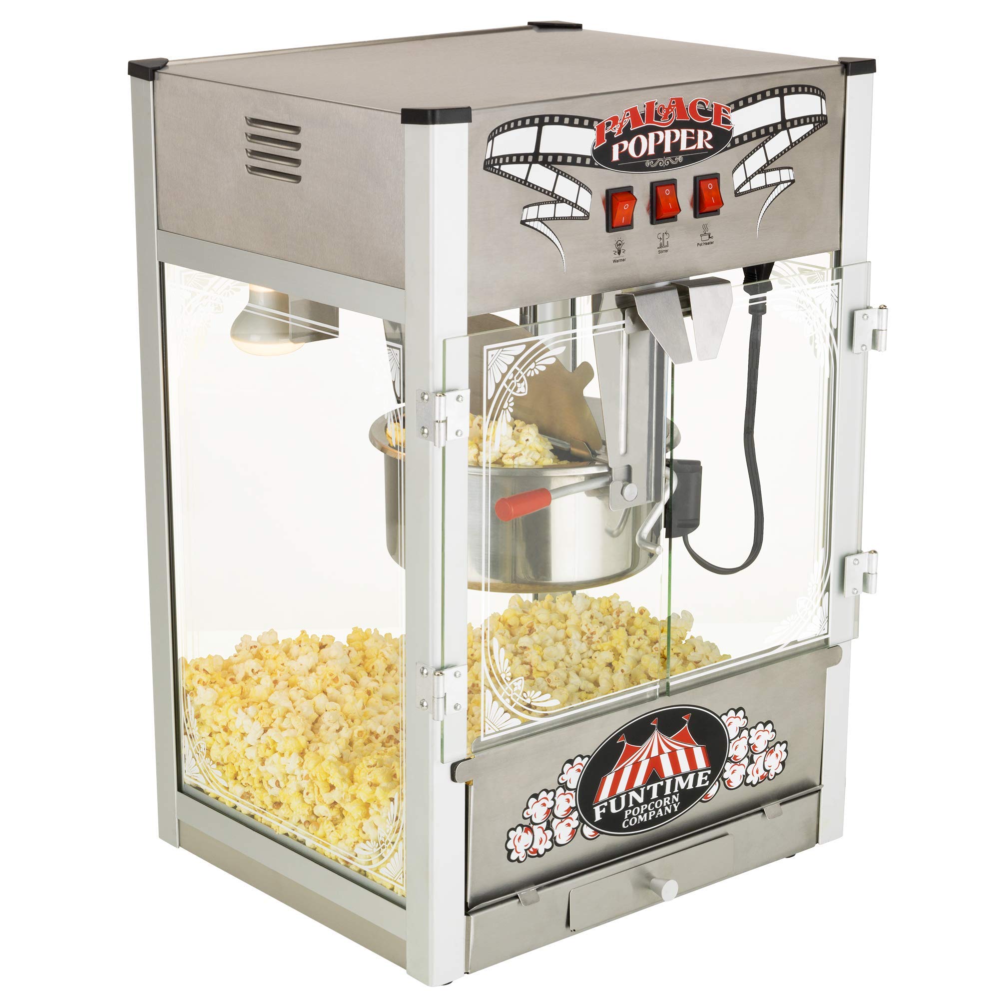 Funtime Palace 16 OZ Commercial Popcorn Popper Machine - FT1626PP | Bar Style Popcorn Maker for Movie Theaters, Carnivals & Home Use