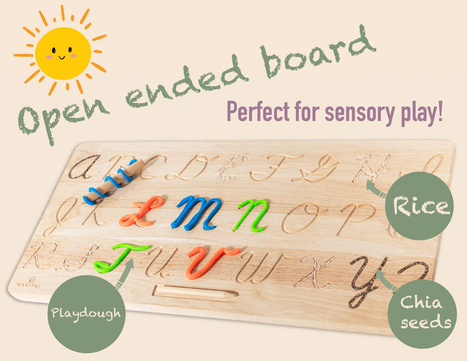 Montessori Wooden Cursive Alphabet Tracing Board - Reversible Uppercase & Lowercase Letters - Learn to Write Educational Toy for Kids Ages 3+ - Perfect for Homeschooling, Preschool Learning & Writing Practice at Home