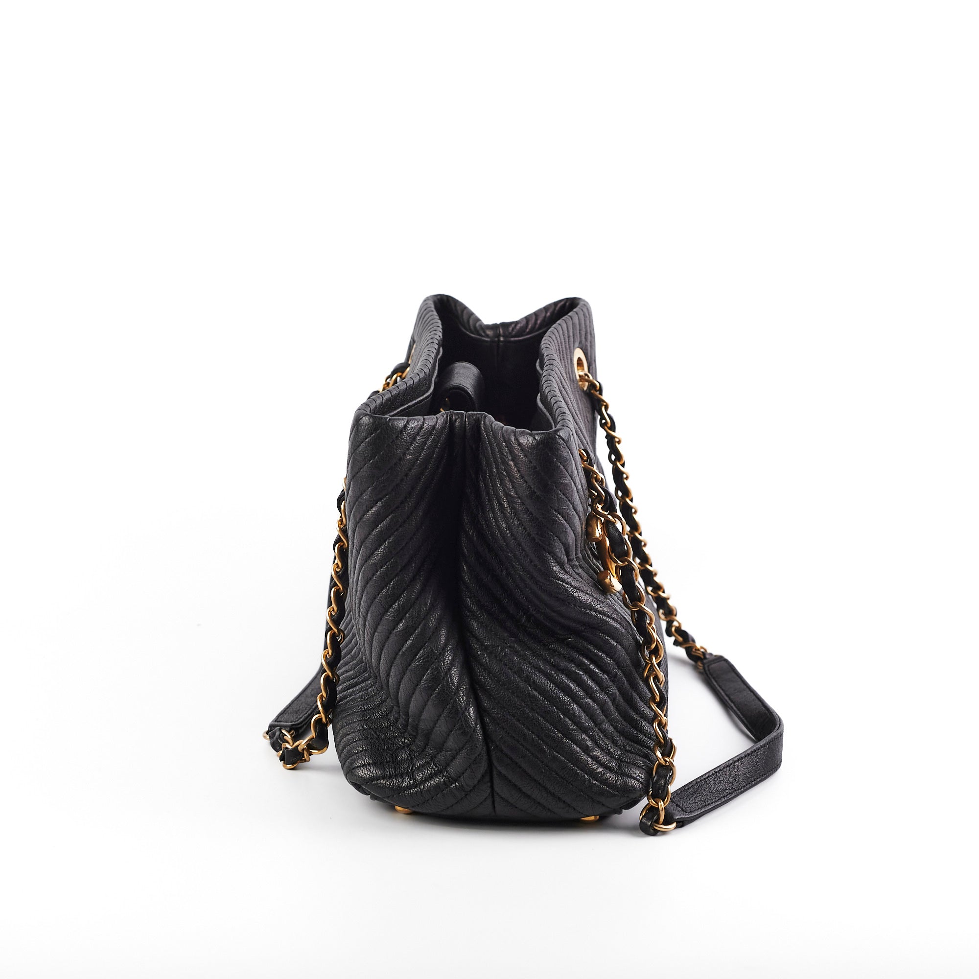 Chanel Chevron Quilted Leather Tote Bag for Women - Black Luxury Handbag for Work, Travel & Everyday Use