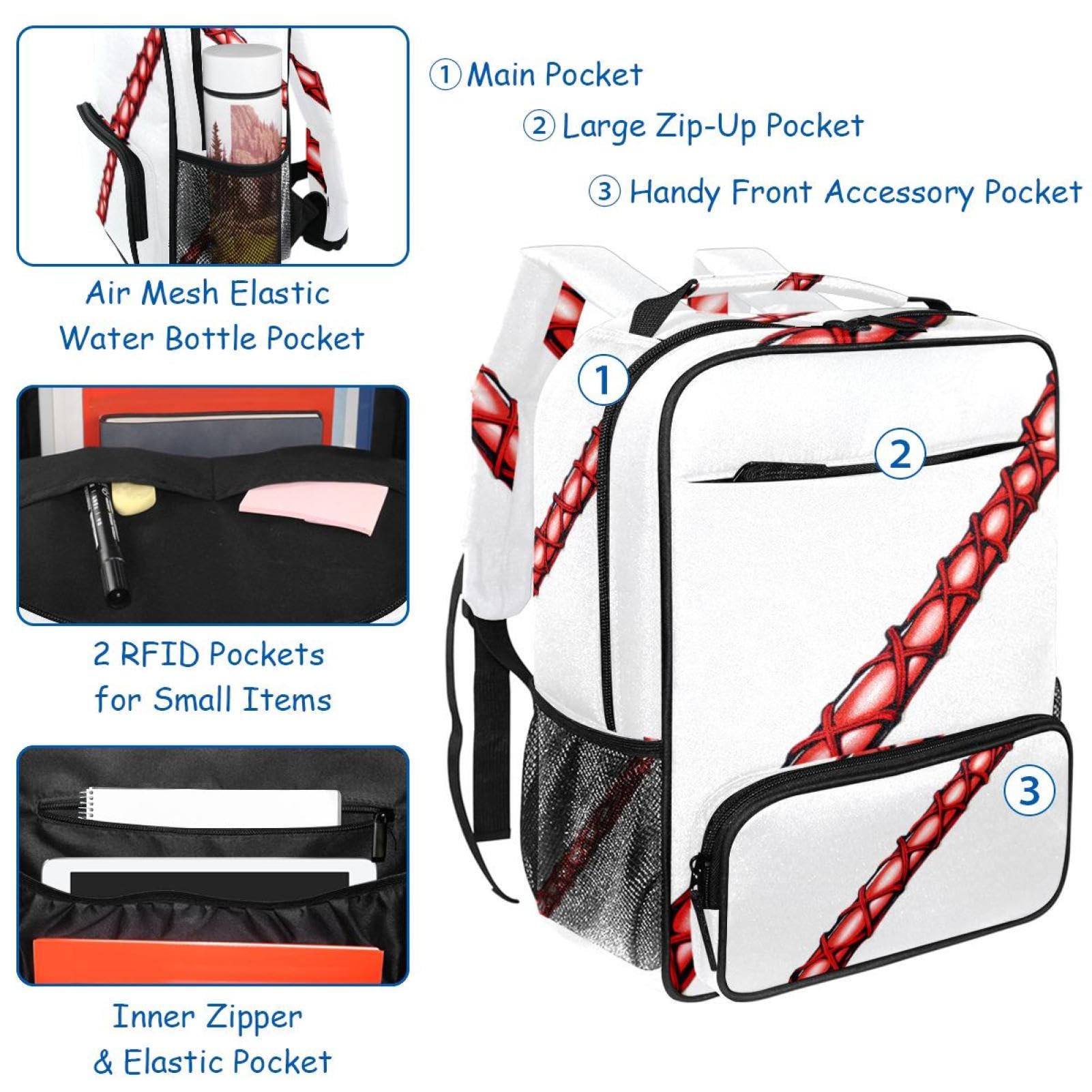 Best Travel Backpack for Men & Women - Durable Baseball Backpack for Commuting, Hiking, School & Outdoor Adventures