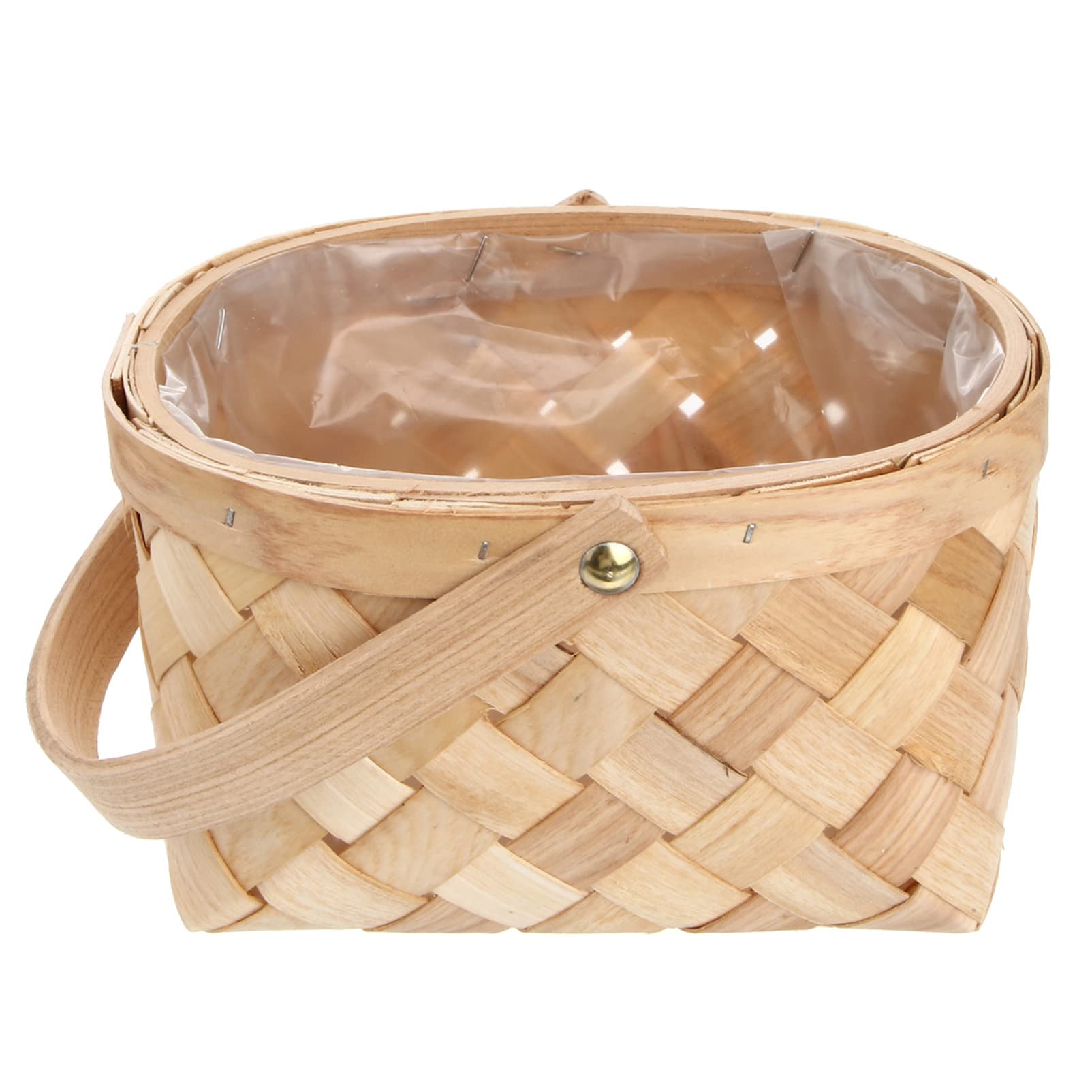 Handmade Woven Picnic Basket with Wooden Handle - Portable Storage Basket for Fruits, Bread & Food - Perfect for Home, Outdoor, Camping & Beach Parties