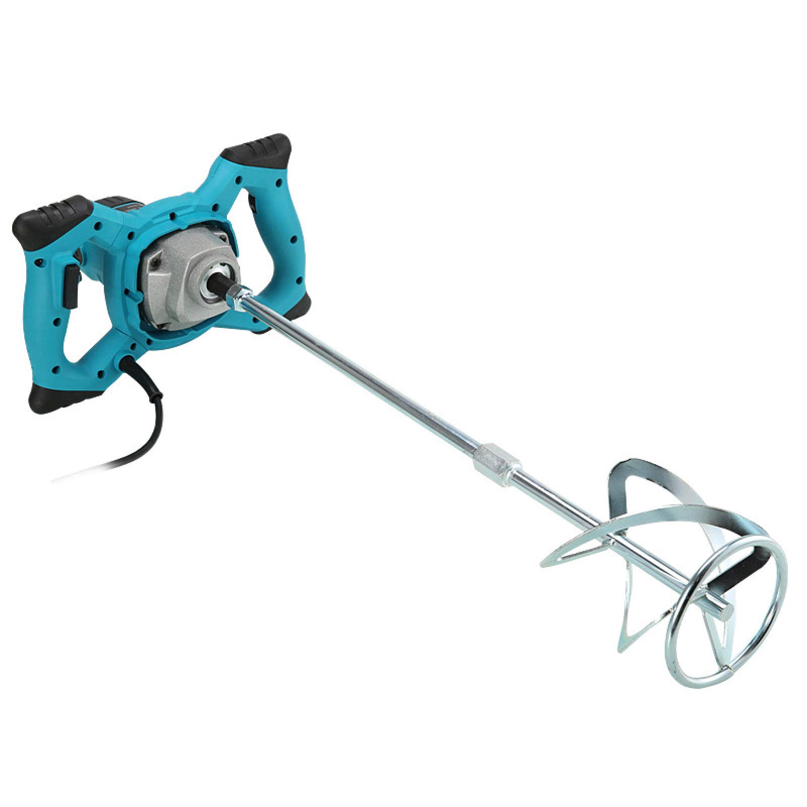 2100W Electric Paddle Mixer with Safety Switch - M14 Pole 60cm Handheld Cement Stirrer for Plaster, Paint, Mortar & Glue Mixing - Blue 220V - Perfect for DIY Home Renovation & Construction Projects