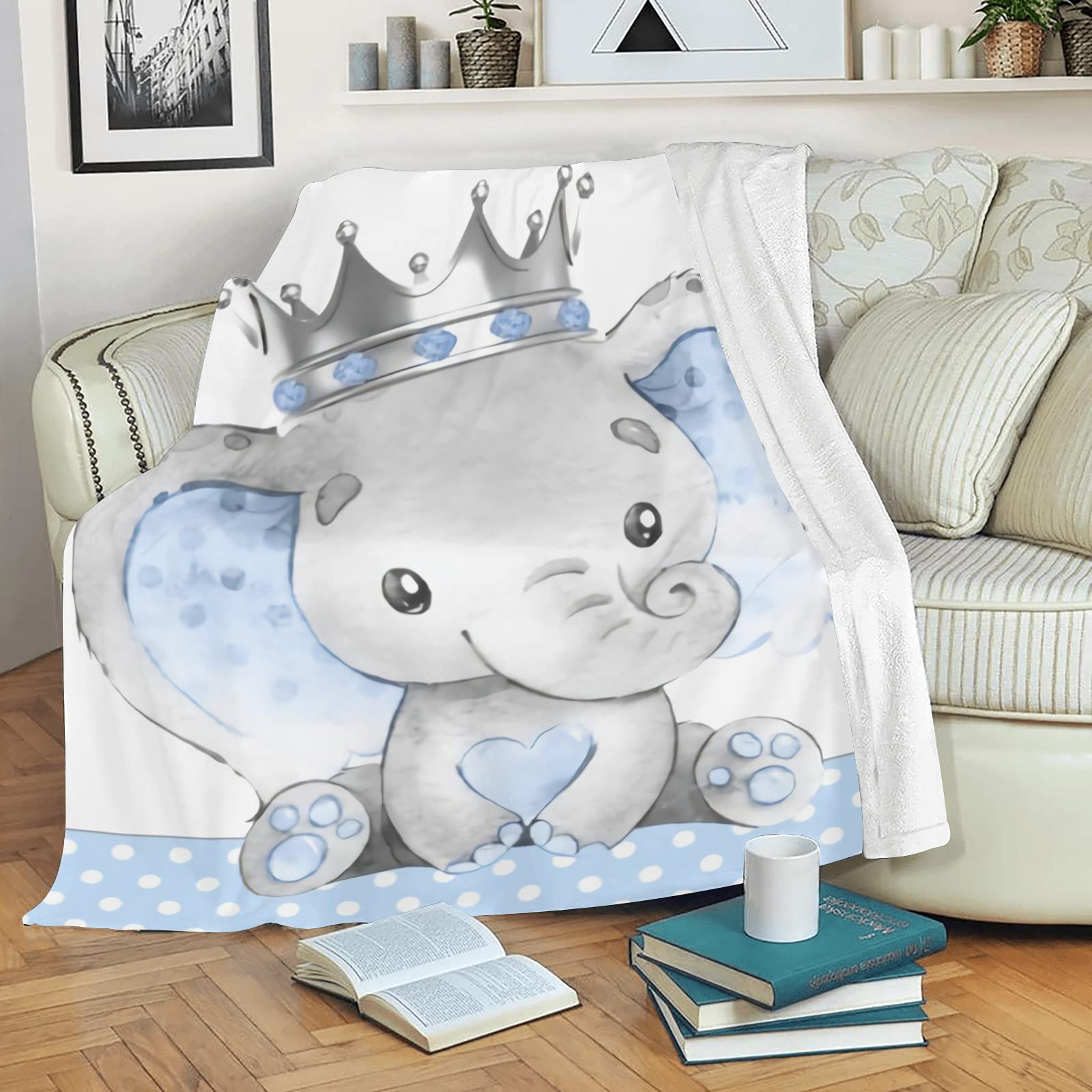 Personalized Baby Blanket with Name - Custom Elephant Design Super Soft Blanket for Newborn Boys & Girls - Perfect Baby Shower Gift, Nursery Decor & Cozy Swaddle Blanket for Infants
