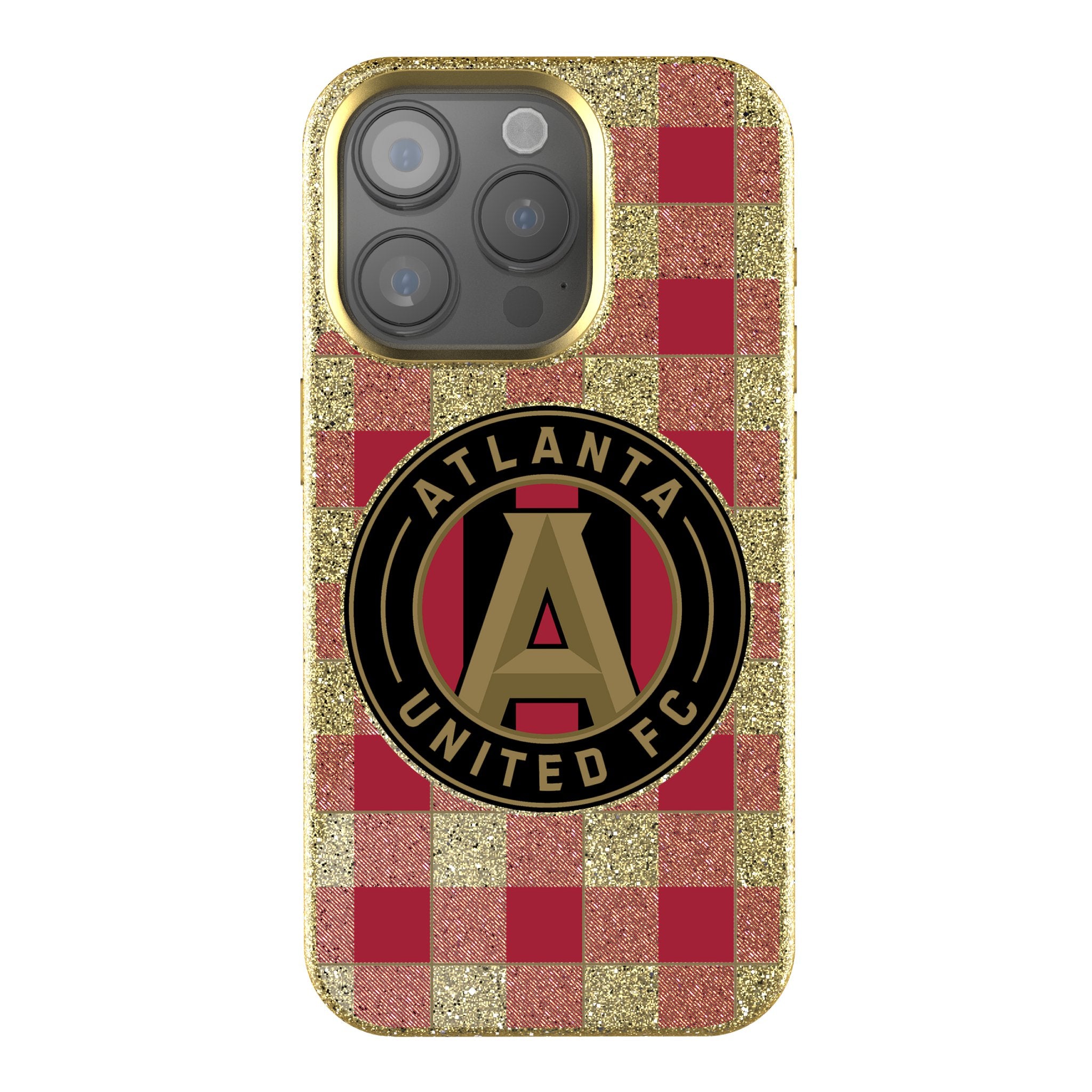 Atlanta United FC Plaid Bling Phone Case for iPhone & Samsung - Stylish Glitter Protective Cover for Soccer Fans - Perfect for Game Days & Everyday Use