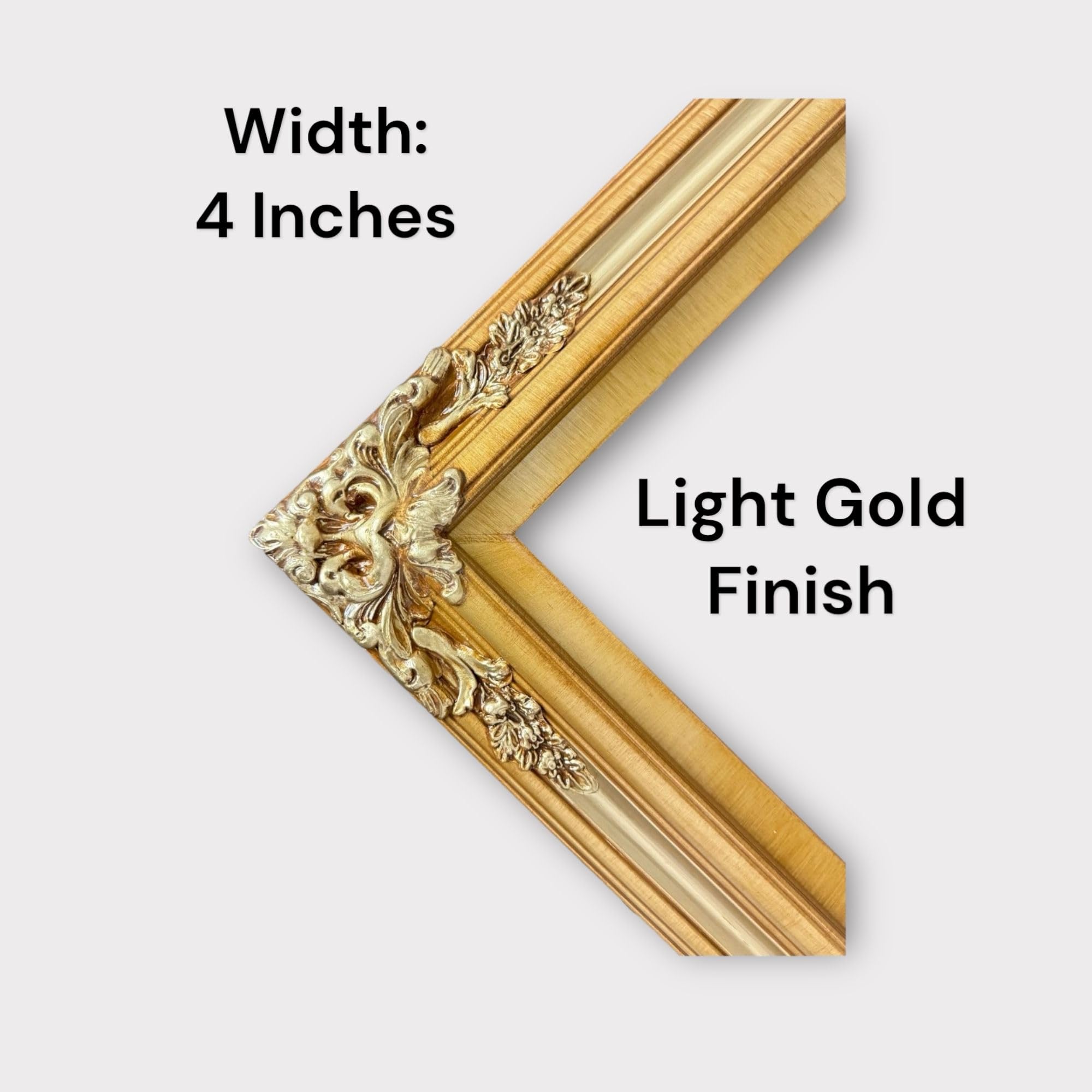 Handmade Wood Ornate TV Frame for Samsung The Frame TV - Light Gold Finish, Fits 32/43/50 Inch Models (Not Compatible with Other Brands) - Perfect for Living Room Decor & Home Theater Setup